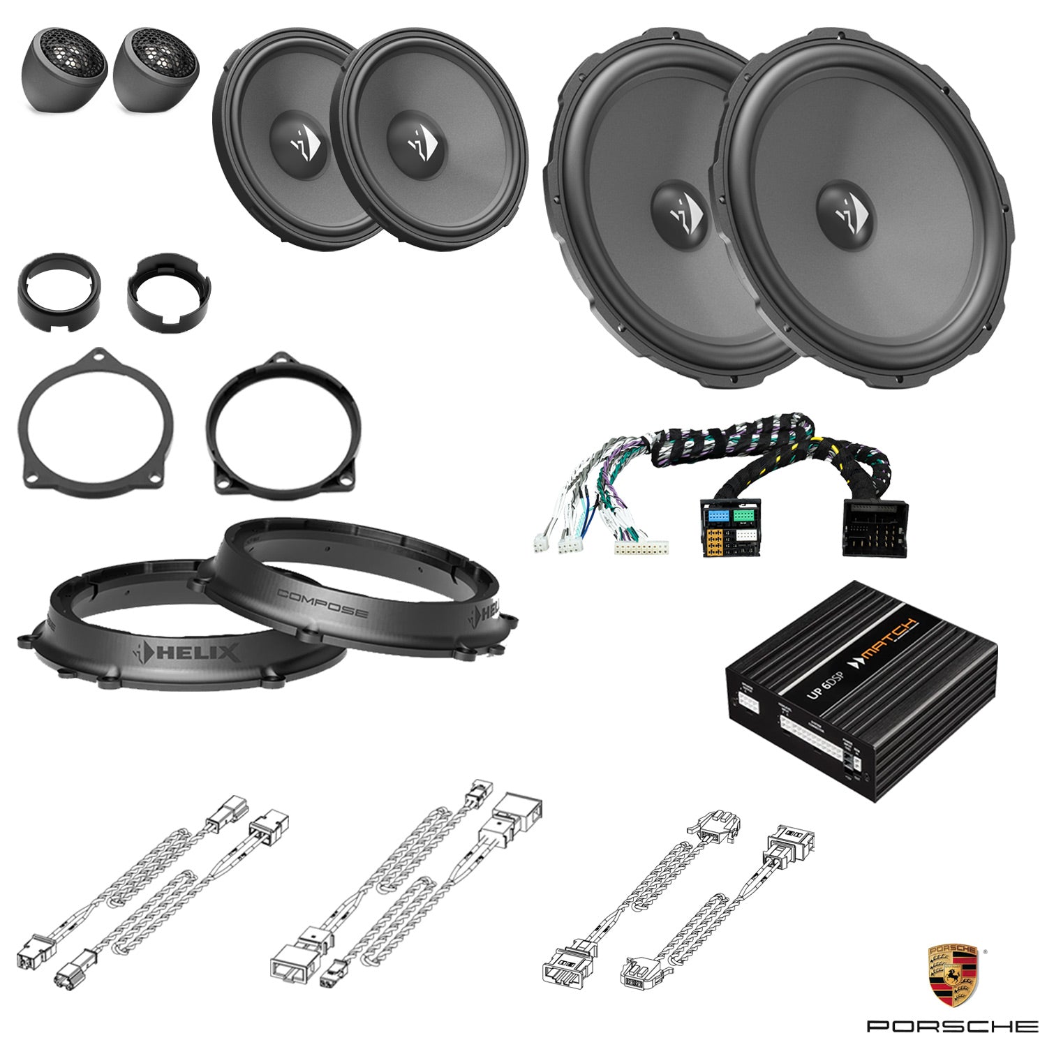 Porsche 911 (992) Basic Sound - 3-Way Front Speaker DSP Amplified Package | HELIX Ci3