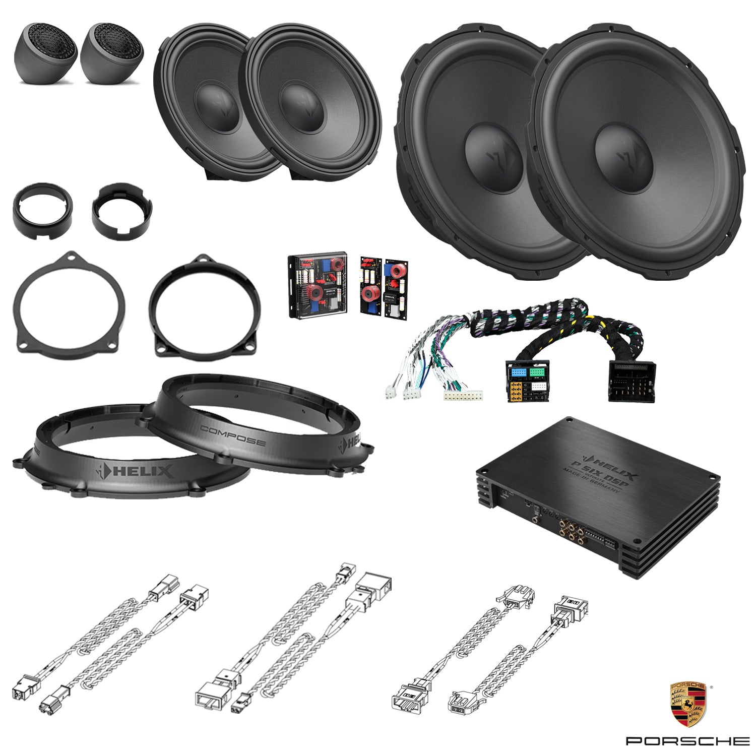 Porsche 911 (992) Basic Sound - 3-Way Front Speaker DSP Amplified Package | HELIX Ci7