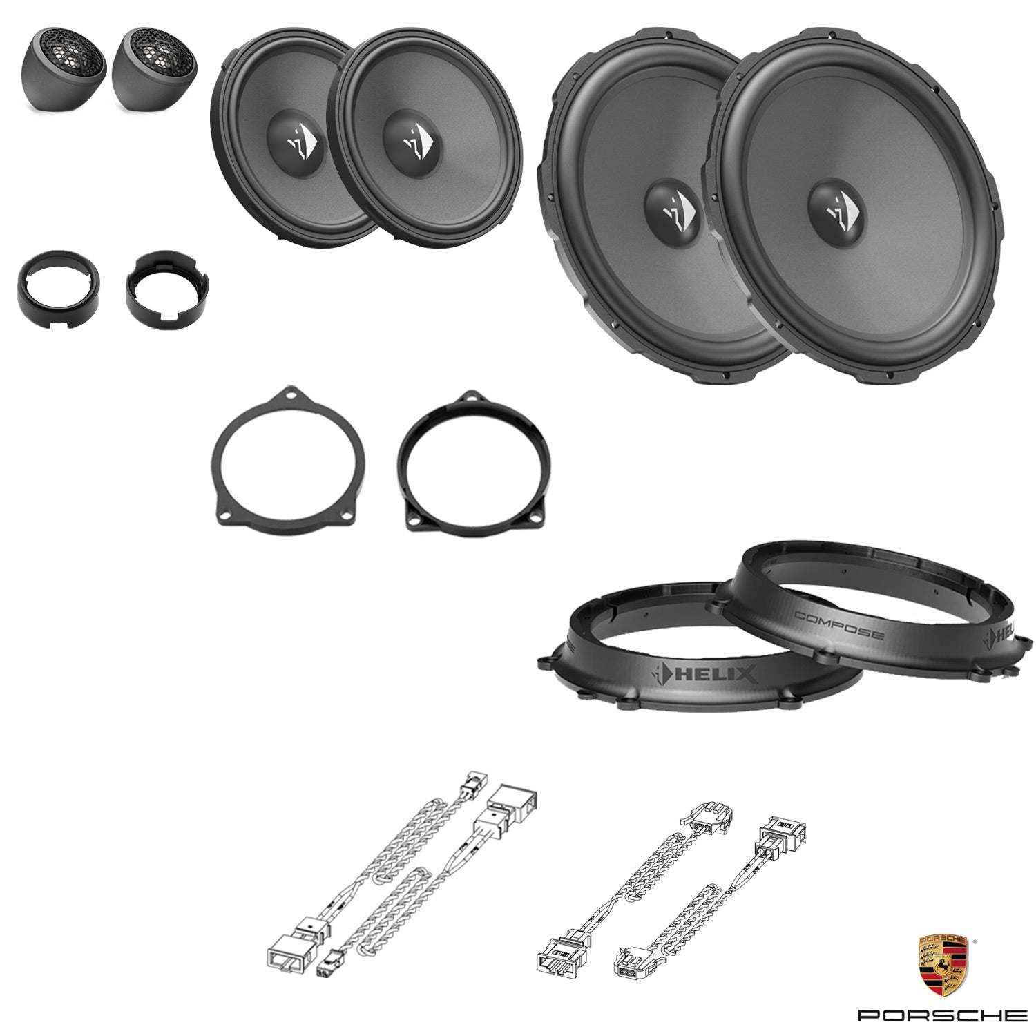 Porsche 911 (992) BOSE - 3-Way Front Speaker Upgrade Package | HELIX Ci3