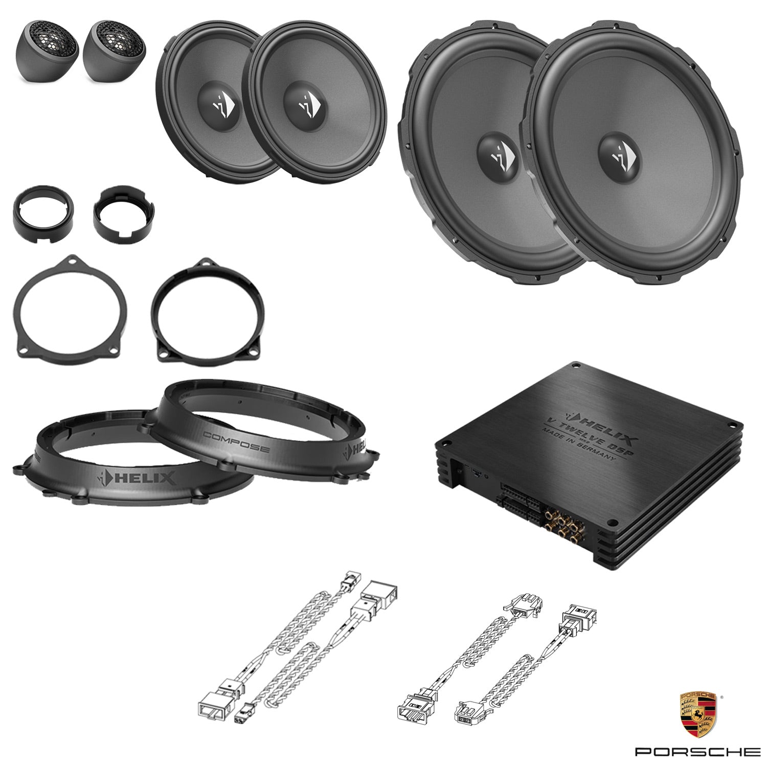 Porsche 911 (992) BOSE - 3-Way Front Speaker DSP Amplified Package | HELIX Ci3