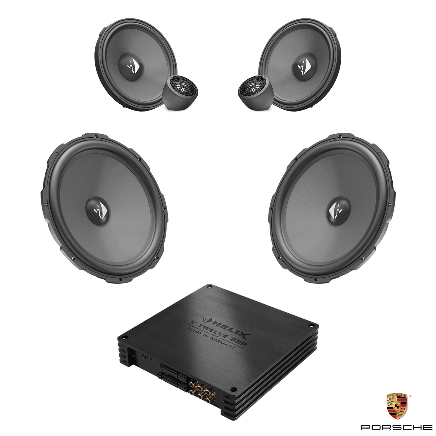 Porsche 911 (992) BOSE - 3-Way Front Speaker DSP Amplified Package | HELIX Ci3