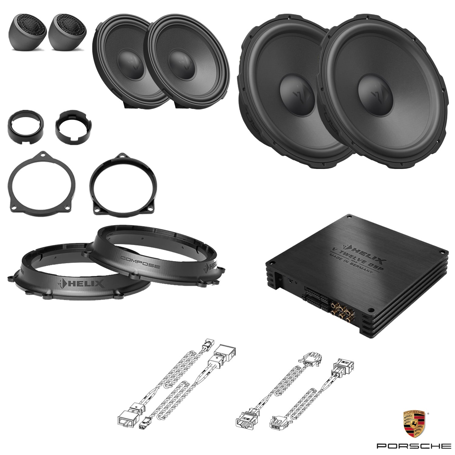 Porsche 911 (992) BOSE - 3-Way Front Speaker DSP Amplified Package | HELIX Ci7