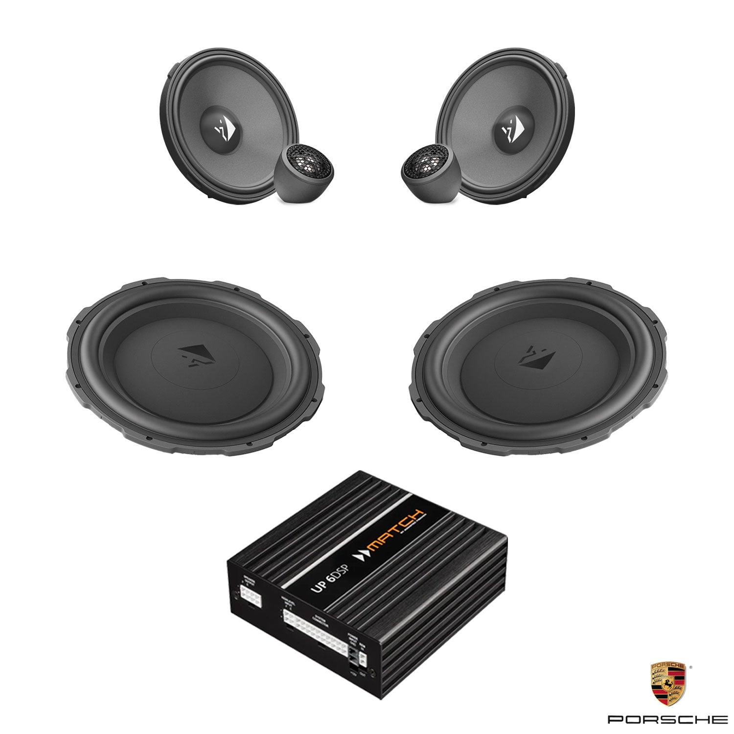 Porsche 911 (992) Basic Sound - 3-Way Front Speaker DSP Amplified Package (Extra Bass) | HELIX Ci3/Ci5