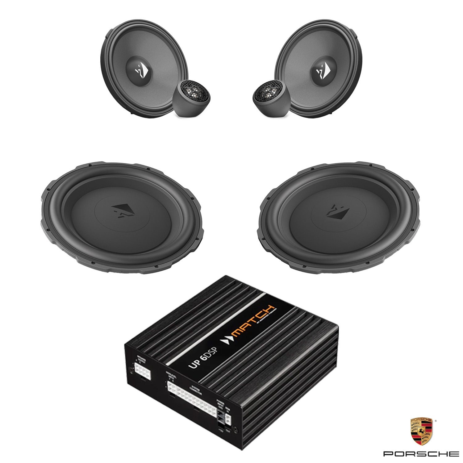 Porsche 911 (992) Basic Sound - 3-Way Front Speaker DSP Amplified Package (Extra Bass) | HELIX Ci3/Ci5