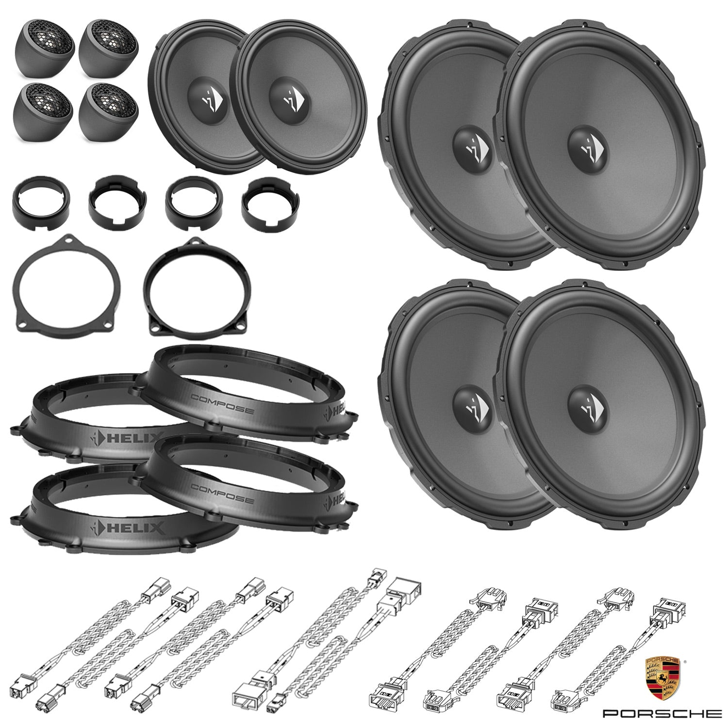 Porsche Cayenne Basic Sound - 3-Way Speaker Upgrade Package | HELIX Ci3