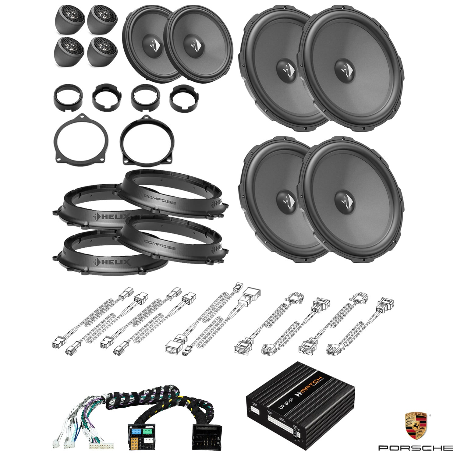 Porsche Cayenne Basic Sound - 3-Way Speaker DSP Amplified Package | HELIX Ci3