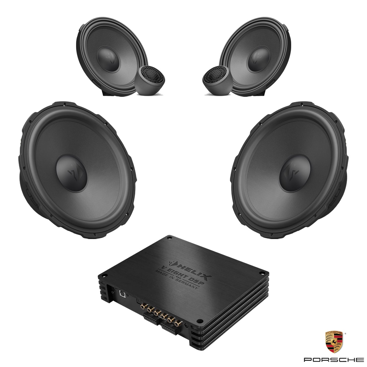 Porsche Cayenne Basic Sound - 3-Way Speaker DSP Amplified Package | HELIX Ci7