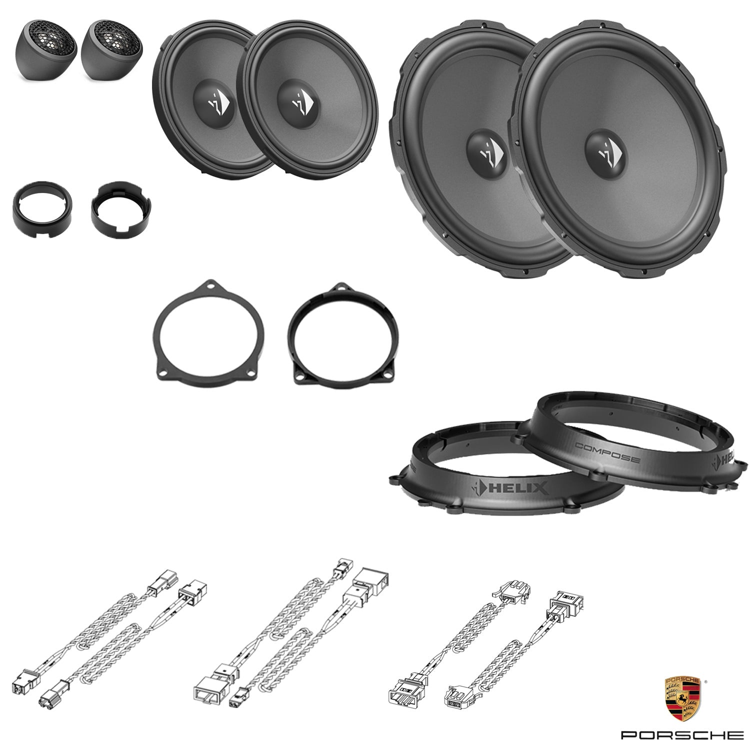 Porsche Cayenne Basic Sound - 3-Way Front Speaker Upgrade Package | HELIX Ci3