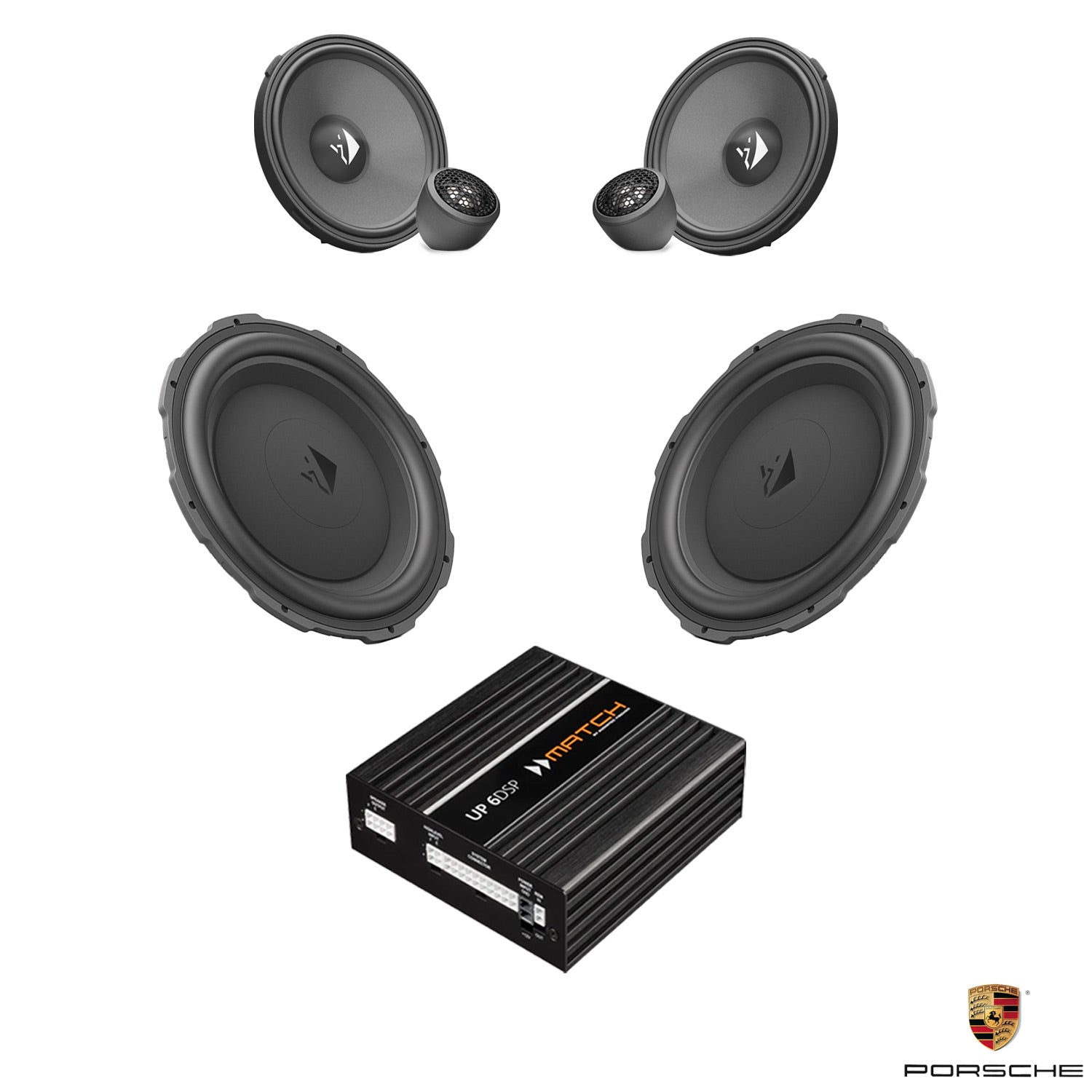 Porsche Cayenne Basic Sound - 3-Way Front Speaker DSP Amplified Package (Extra Bass) | HELIX Ci3/Ci5