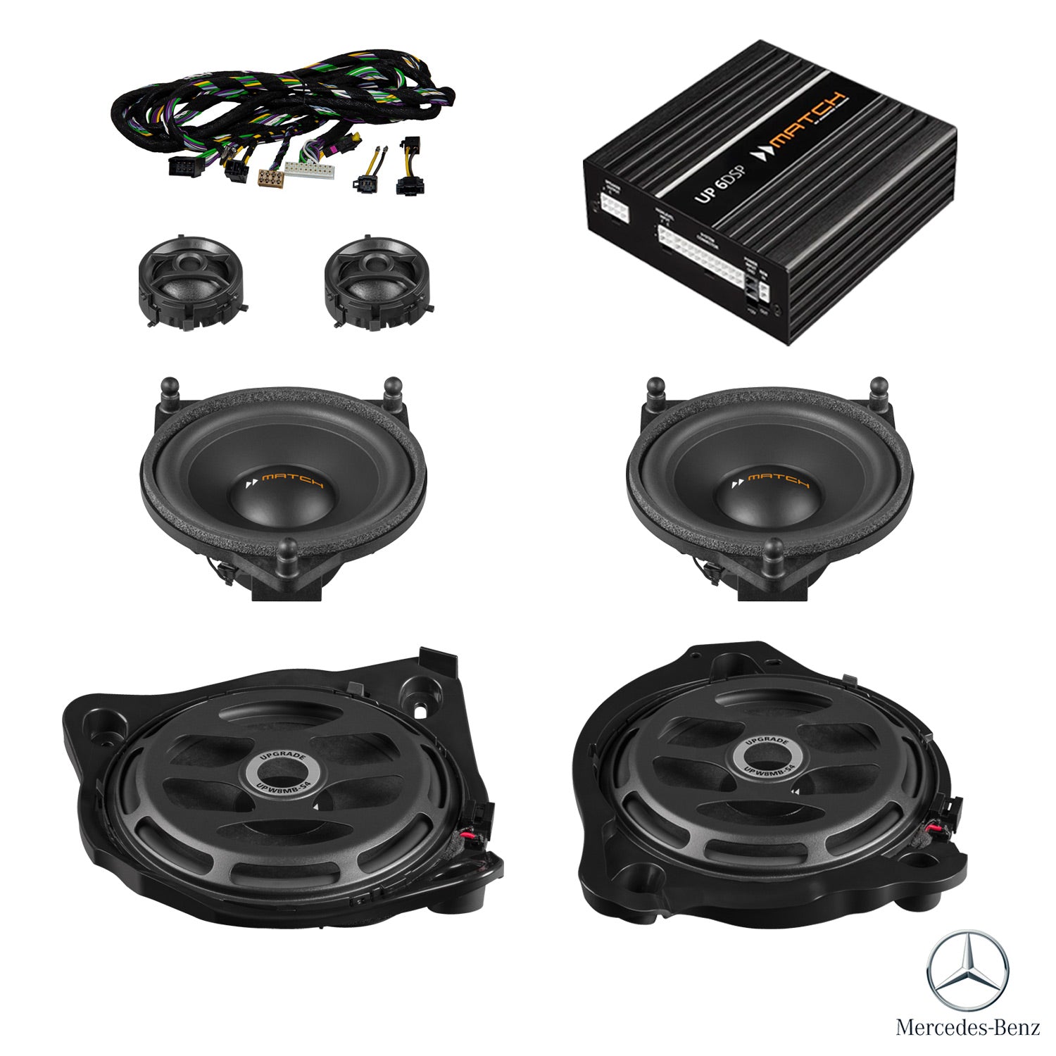 Mercedes E-Class W213 Basic Sound - Front Speaker & Subwoofer DSP Amplified Package | MATCH UP PnP