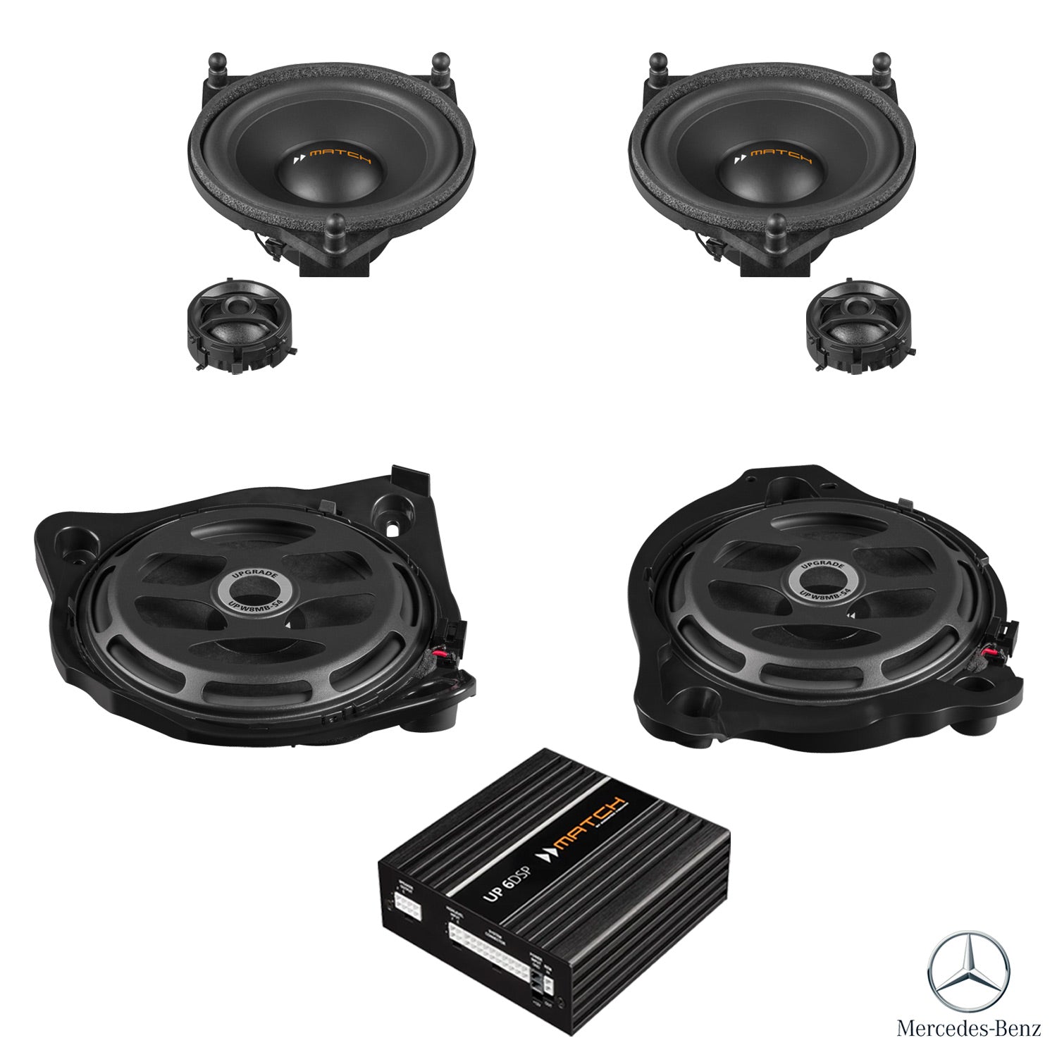 Mercedes E-Class W213 Basic Sound - Front Speaker & Subwoofer DSP Amplified Package | MATCH UP PnP