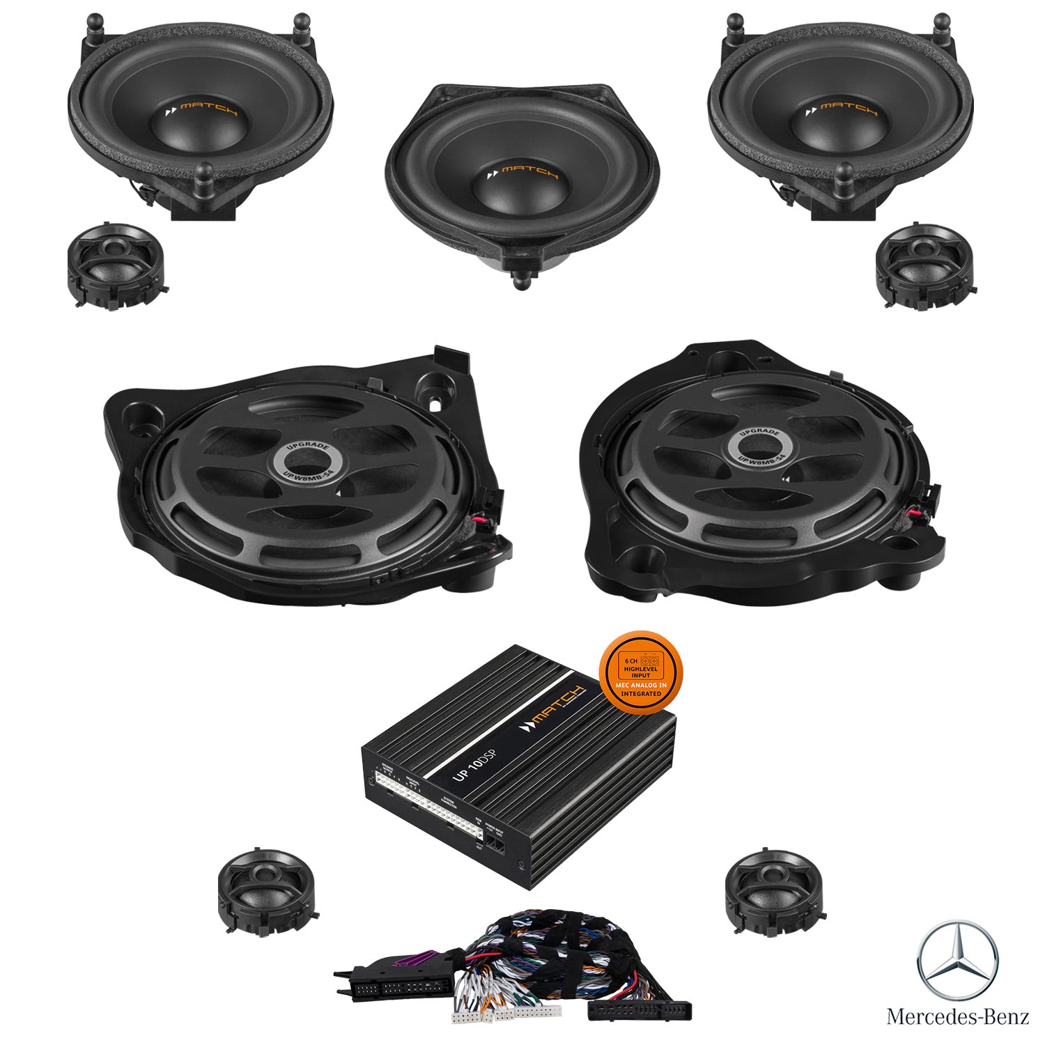 Mercedes E-Class W213 Burmester - Front Speaker & Subwoofer DSP Amplified Package | MATCH UP PnP