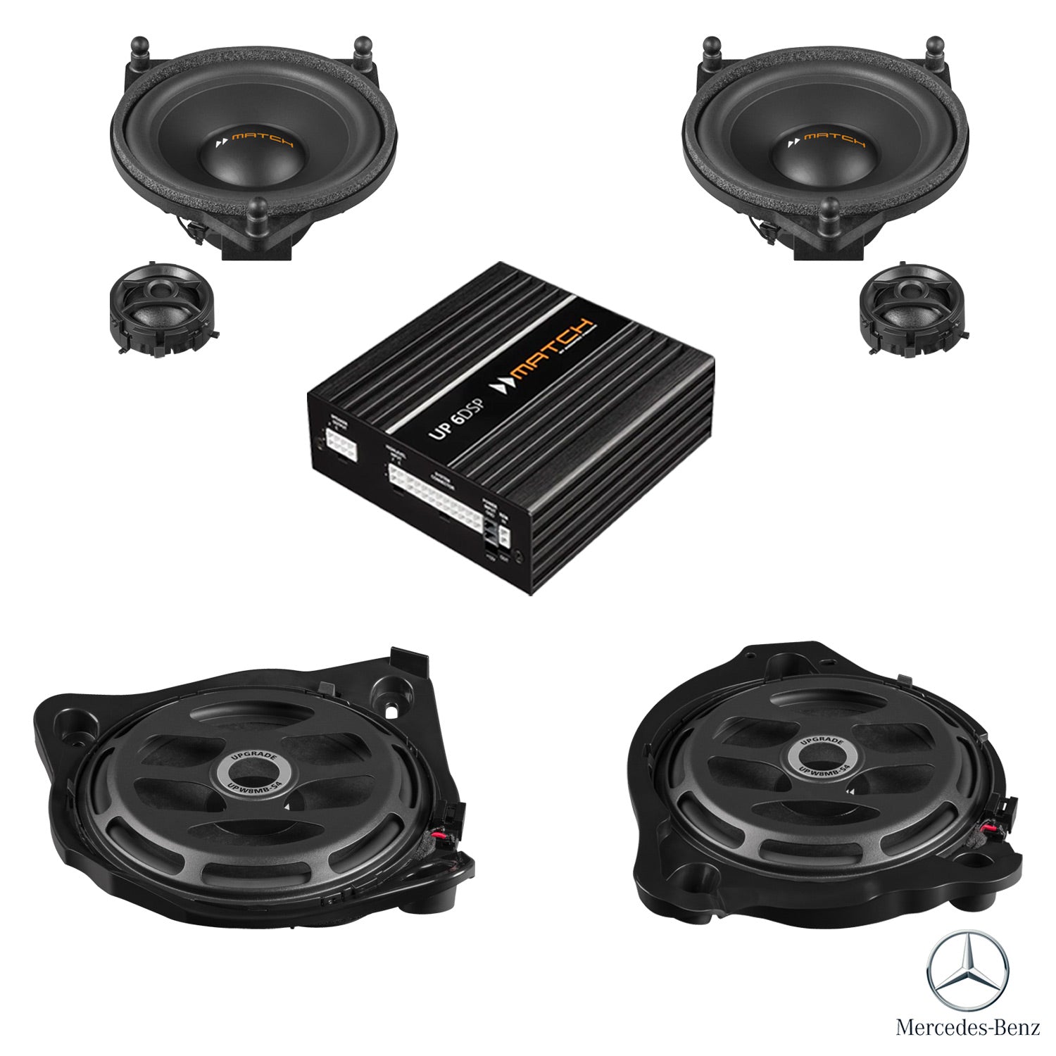 Mercedes E-Class W213 Facelift Basic Sound - Front Speaker & Subwoofer DSP Amplified Package | MATCH UP PnP