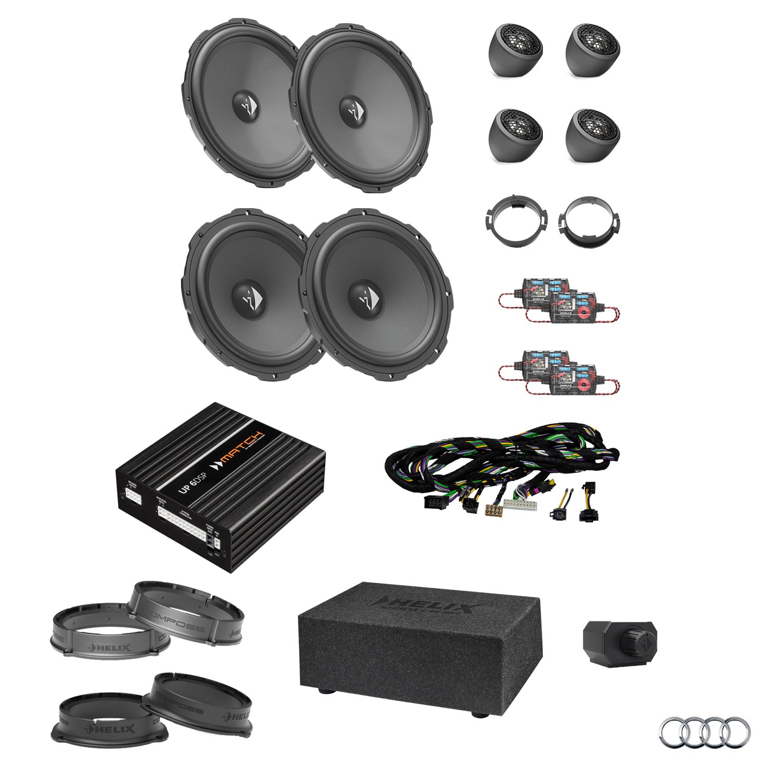 Audi A4 B9 8W - Speaker & Subwoofer DSP Amplified Package | HELIX Ci3