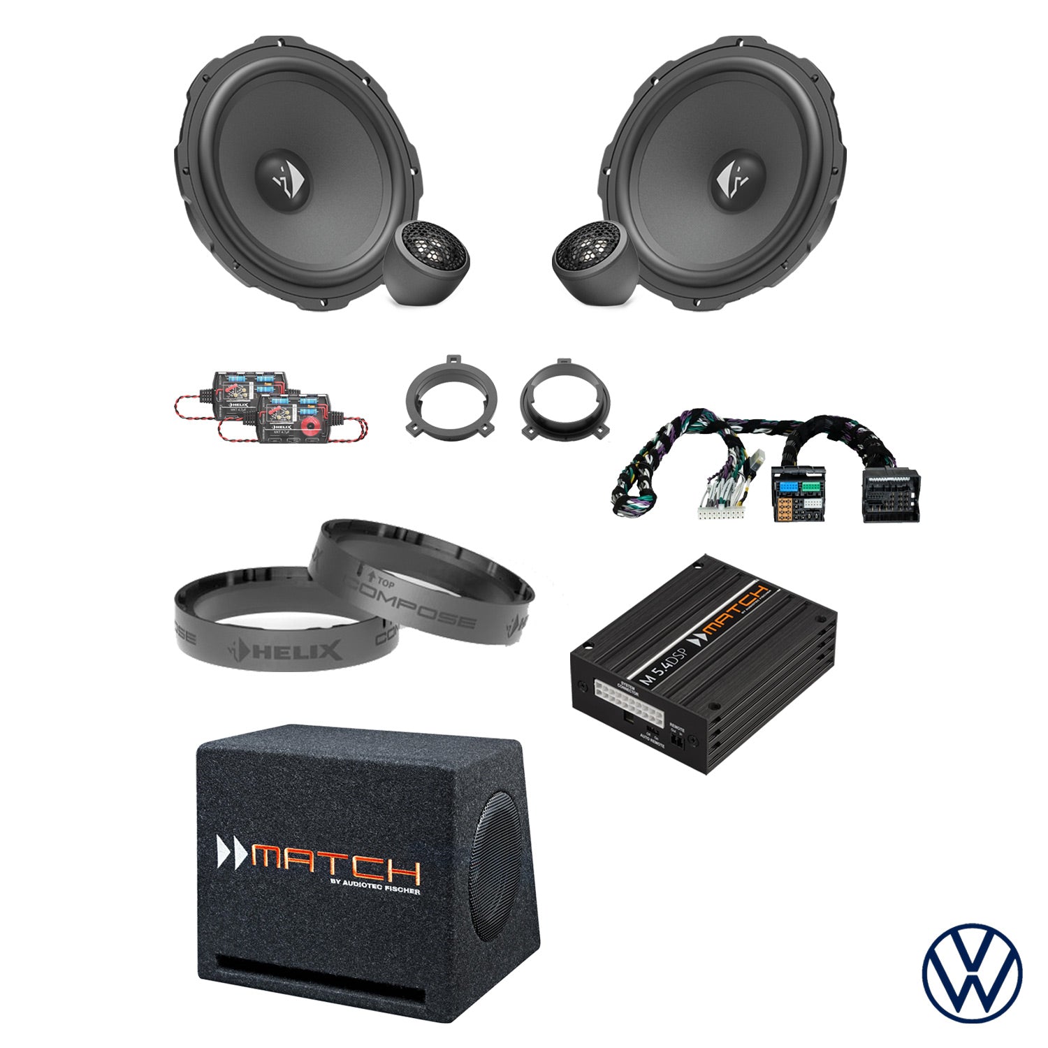 VW T-Roc A1 - Front Speaker & Subwoofer DSP Amplified Package | HELIX Ci3