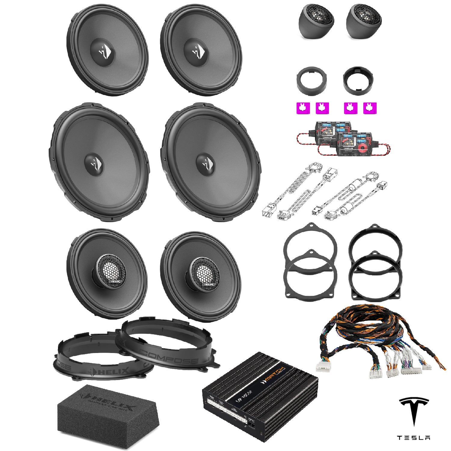 Tesla Model 3 SR/SR+ (Intel Chipsatz) - Speaker & Subwoofer DSP Amplified Upgrade Package | HELIX Ci3