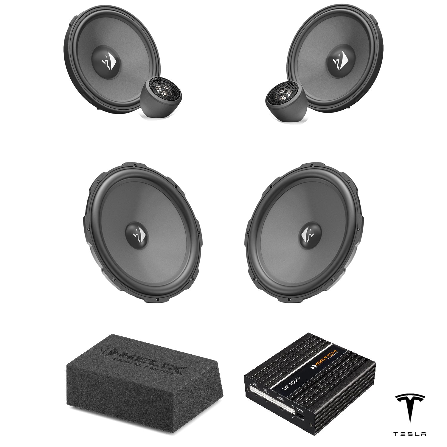 Tesla Model 3 SR/SR+ (Intel Chipsatz) - Front Speaker & Subwoofer DSP Amplified Upgrade Package | HELIX Ci3