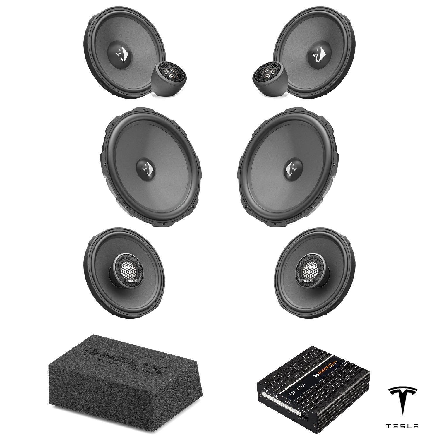 Tesla Model 3 SR/SR+ (AMD Ryzen) - Speaker & Subwoofer DSP Amplified Upgrade Package | HELIX Ci3