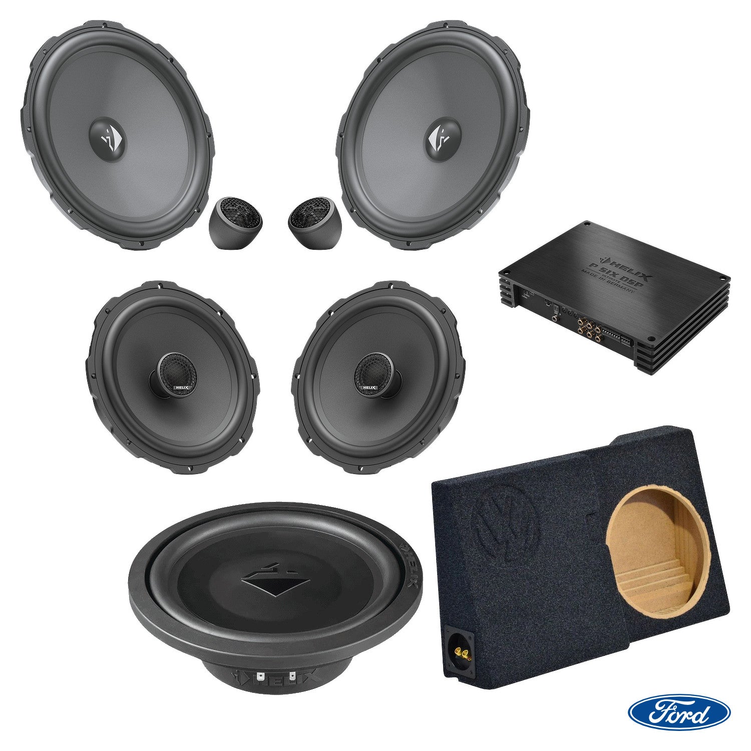 Ford Ranger Next-Gen - Speaker & Left-Side Subwoofer DSP Amplified Package (Extra Bass) | HELIX Ci3