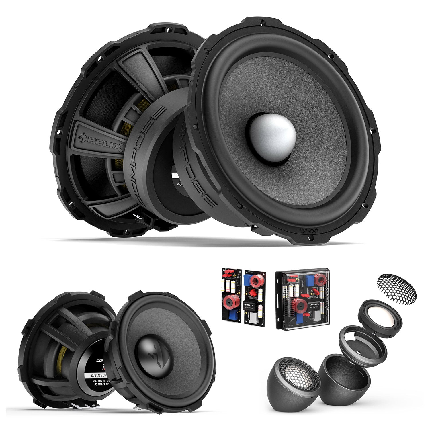 HELIX Ci5 6.5" 3-Way Active - Component Speaker Set, FlexMount | 3Ω