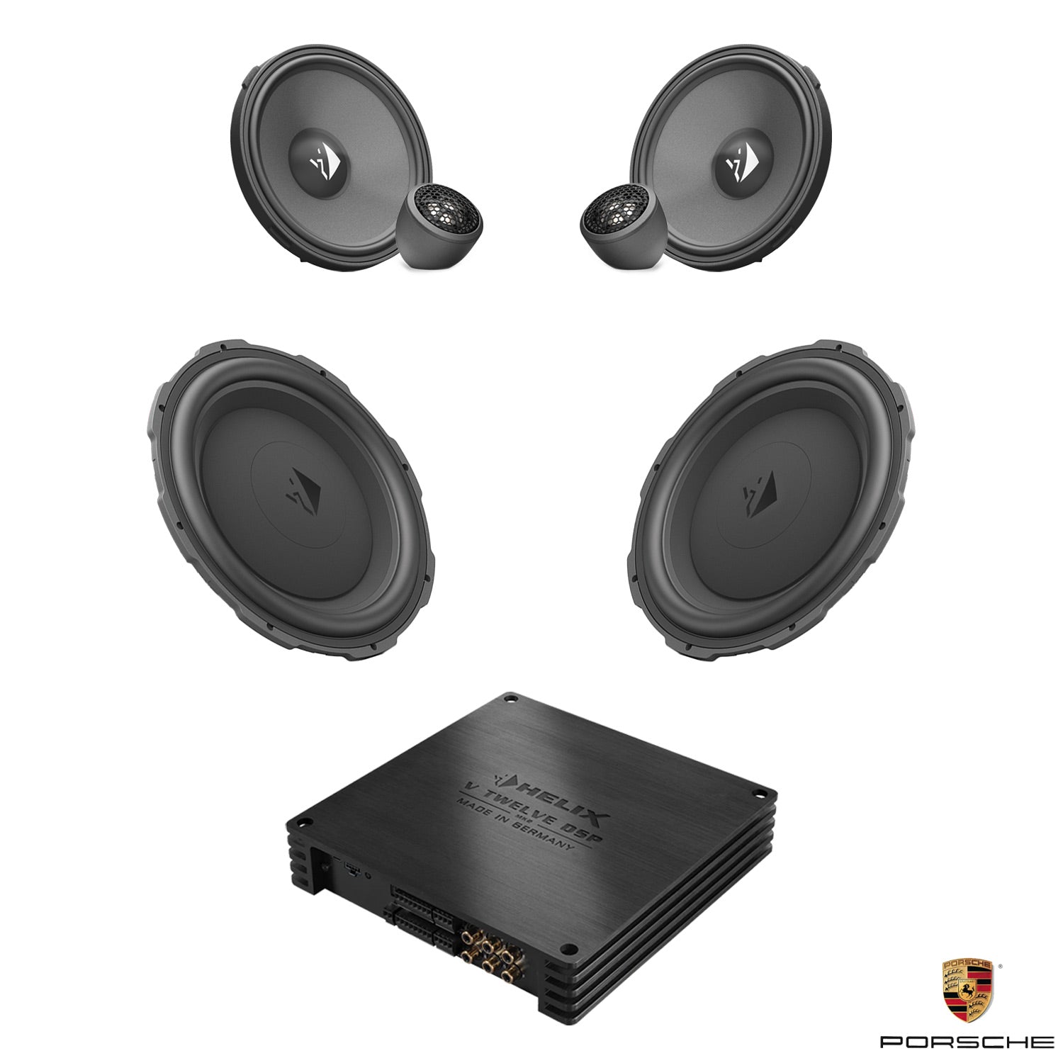 Porsche Boxster (982/718) BOSE - Front Speaker DSP Amplified Package (Extra Bass) | HELIX Ci3/Ci5