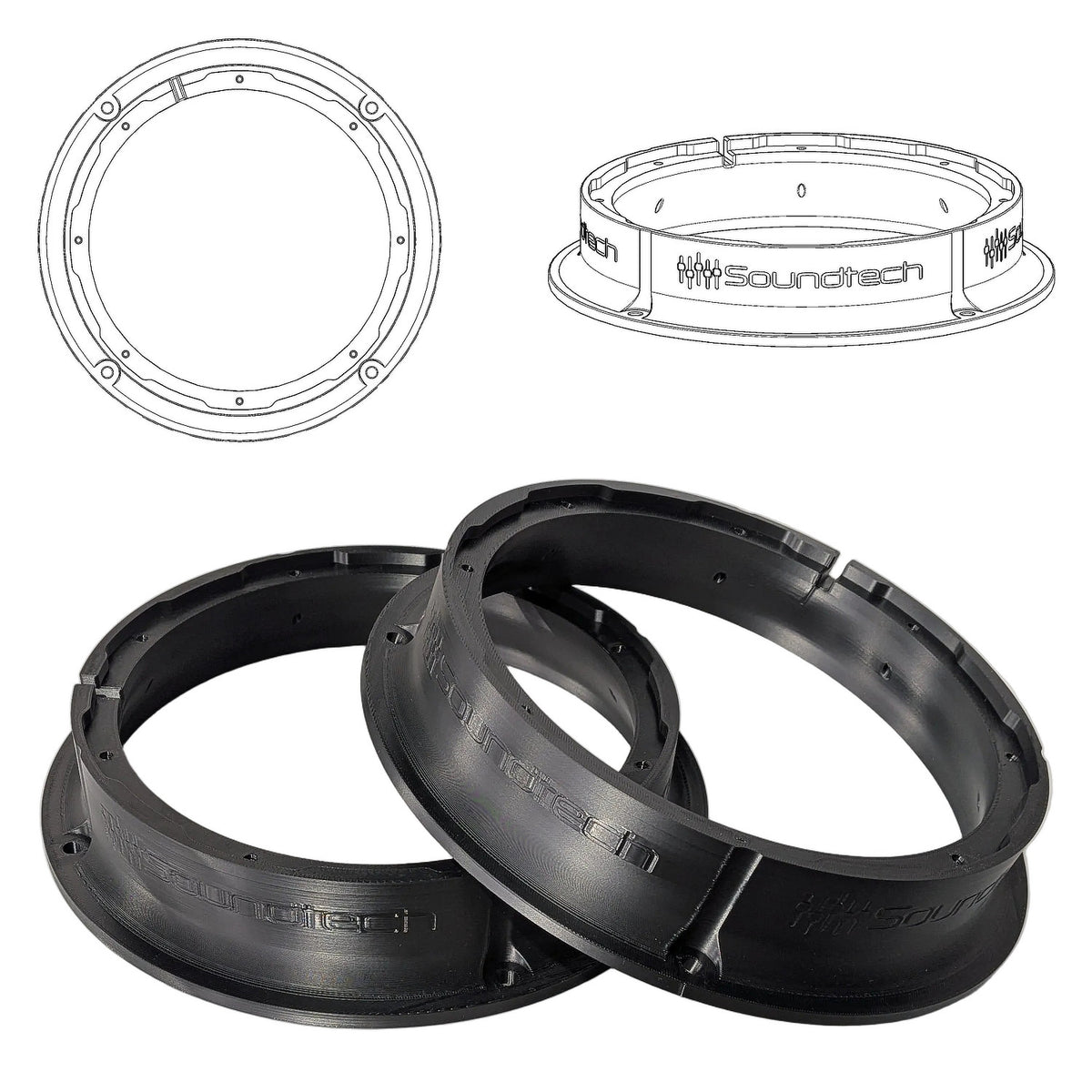 3D-ST FM 200 - 8" 3D Print FlexMount Speaker Adapter | Pair