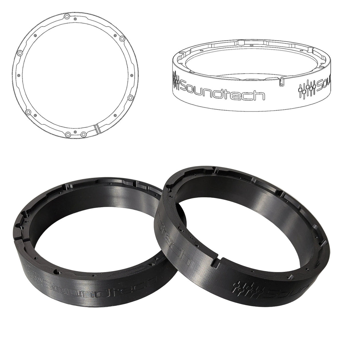 3D-ST FM 200 - 8" 3D Print FlexMount Speaker Adapter | Pair