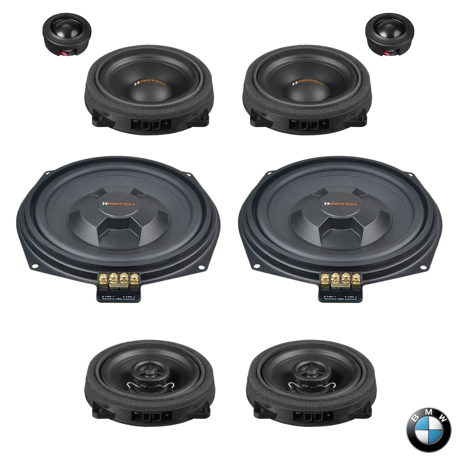 BMW Basic Sound - Speaker & Subwoofer Upgrade Package | MATCH UP PnP (front tweeters pods required)