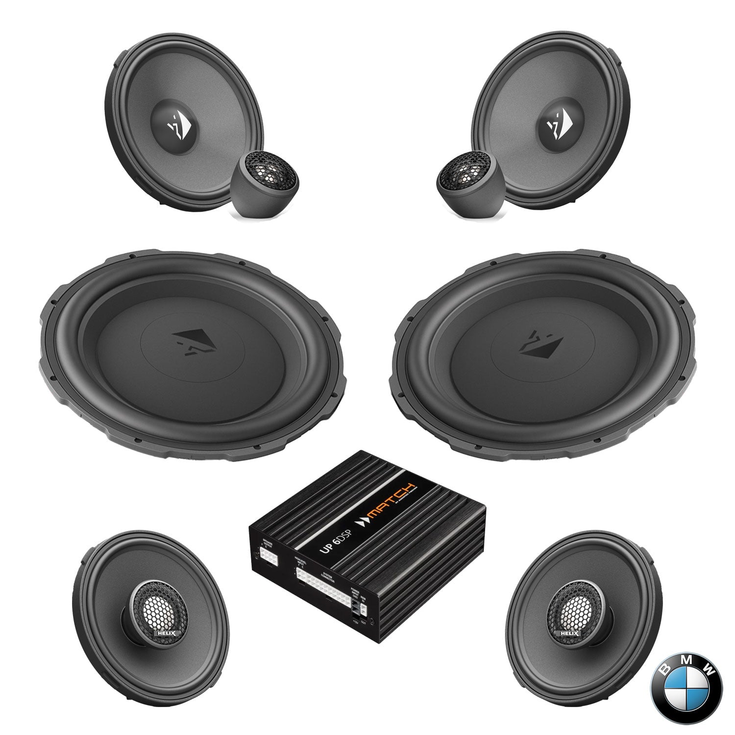 BMW Basic Sound E/F Gen - Speaker & Subwoofer DSP Amplified Package | HELIX Ci3 / Ci5 (tweeter pods required)