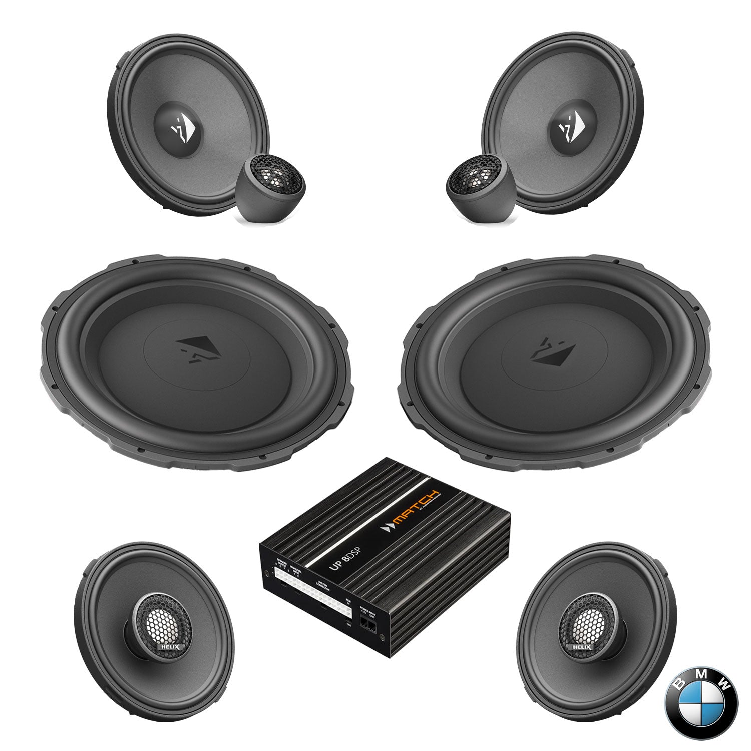 BMW Basic Sound RAM G Gen - Speaker & Subwoofer DSP Amplified Package | HELIX Ci3 / Ci5 (tweeter pods required)