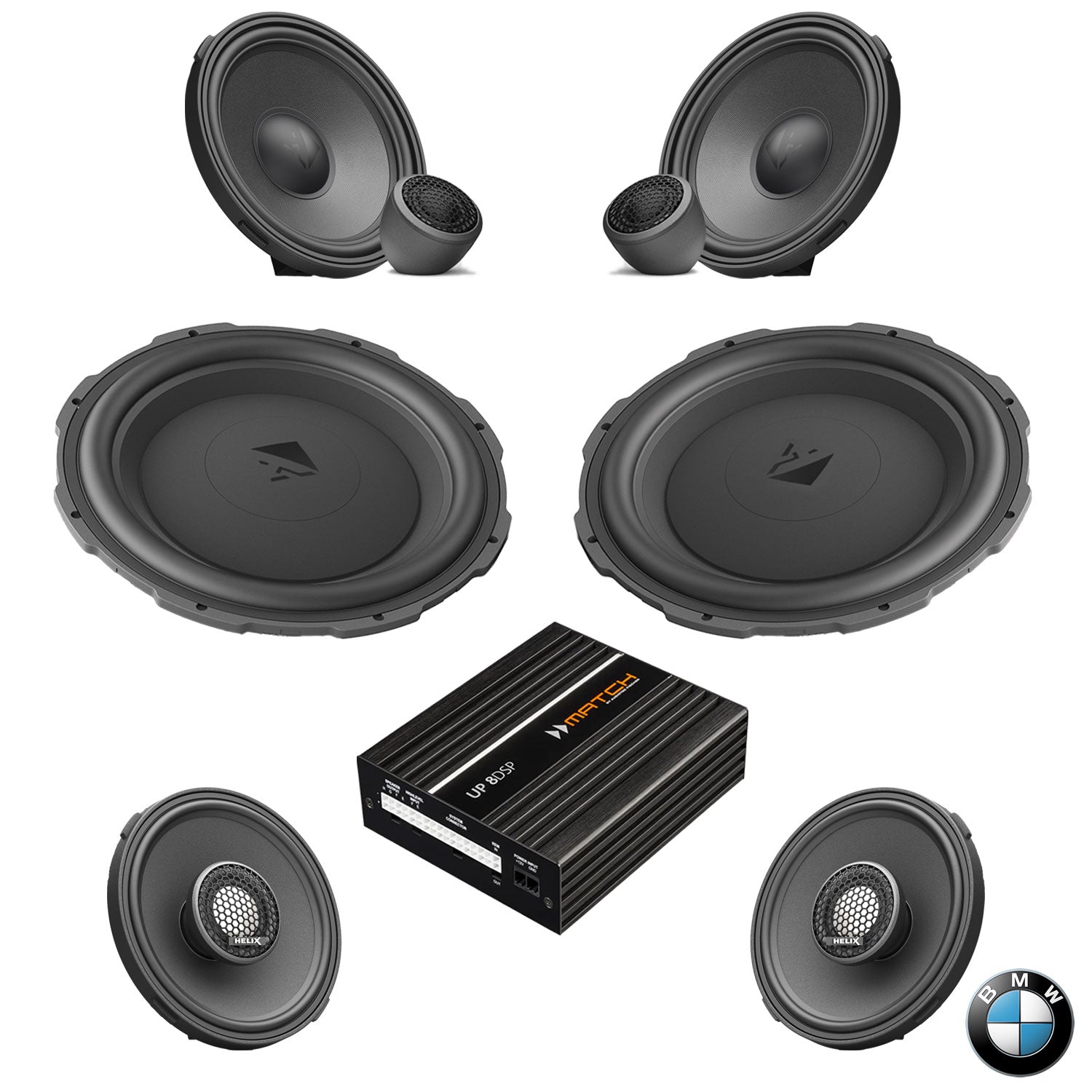 BMW Basic Sound RAM G Gen - Speaker & Subwoofer DSP Amplified  Package | HELIX Ci7 / Ci3 / Ci5 (tweeter pods required)