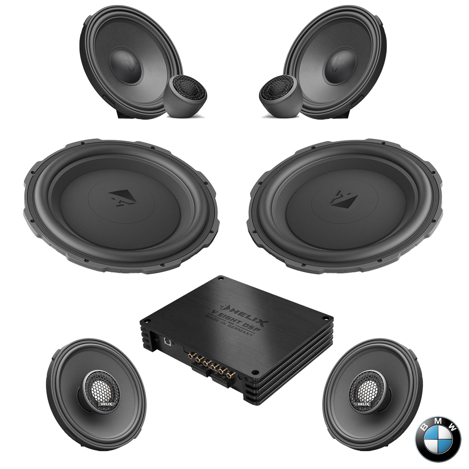 BMW Basic Sound F Gen - Speaker & Subwoofer DSP Amplified Package 2 | HELIX Ci7 / Ci3 / Ci5 (tweeter pods required)