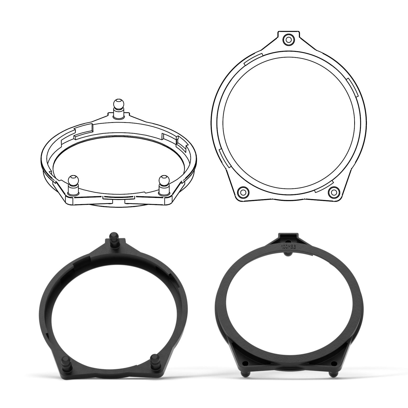 HELIX FlexMount CFMK100 - 4" 3D Printed Speaker Adapter | Pair