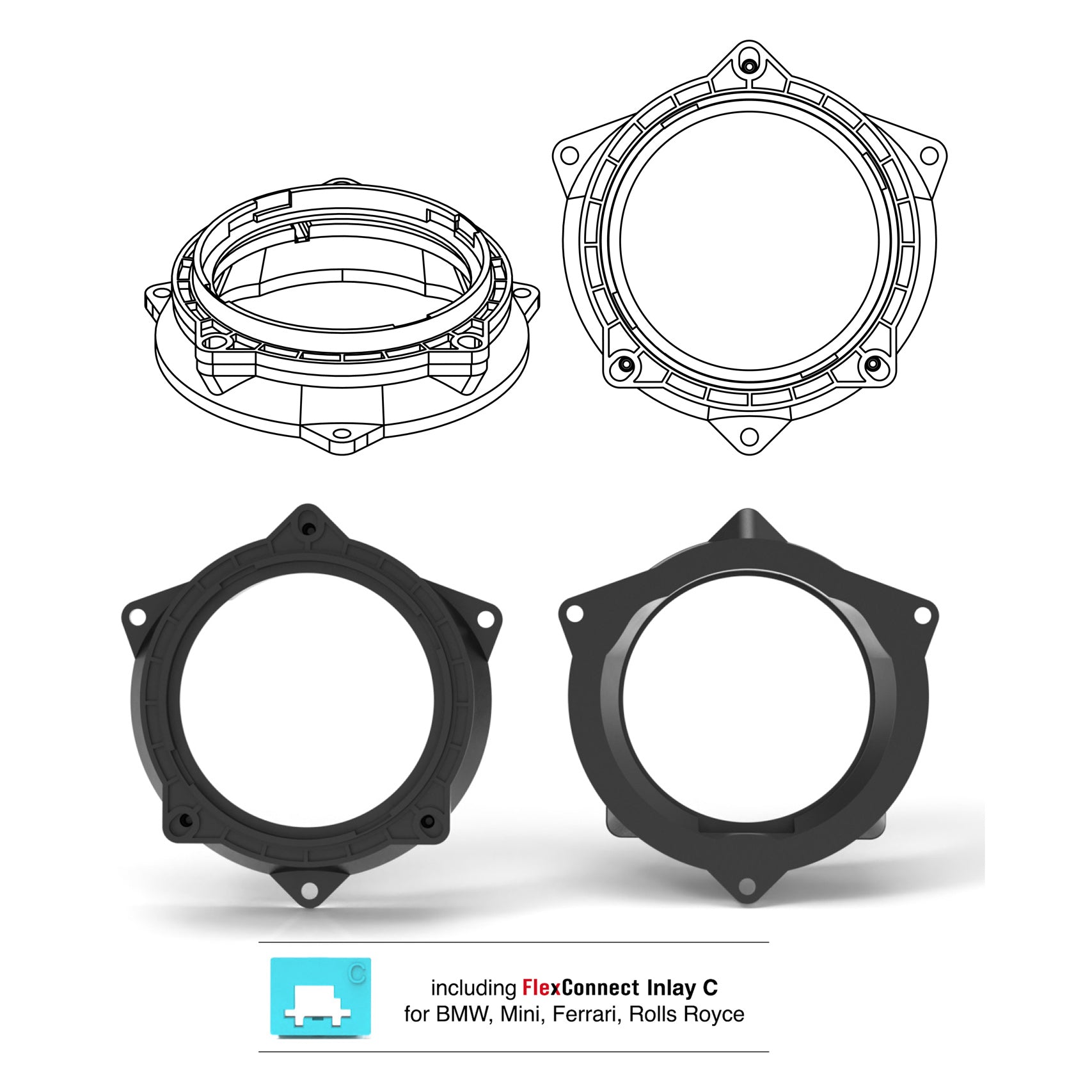 HELIX FlexMount CFMK100 - 4" 3D Printed Speaker Adapter | Pair