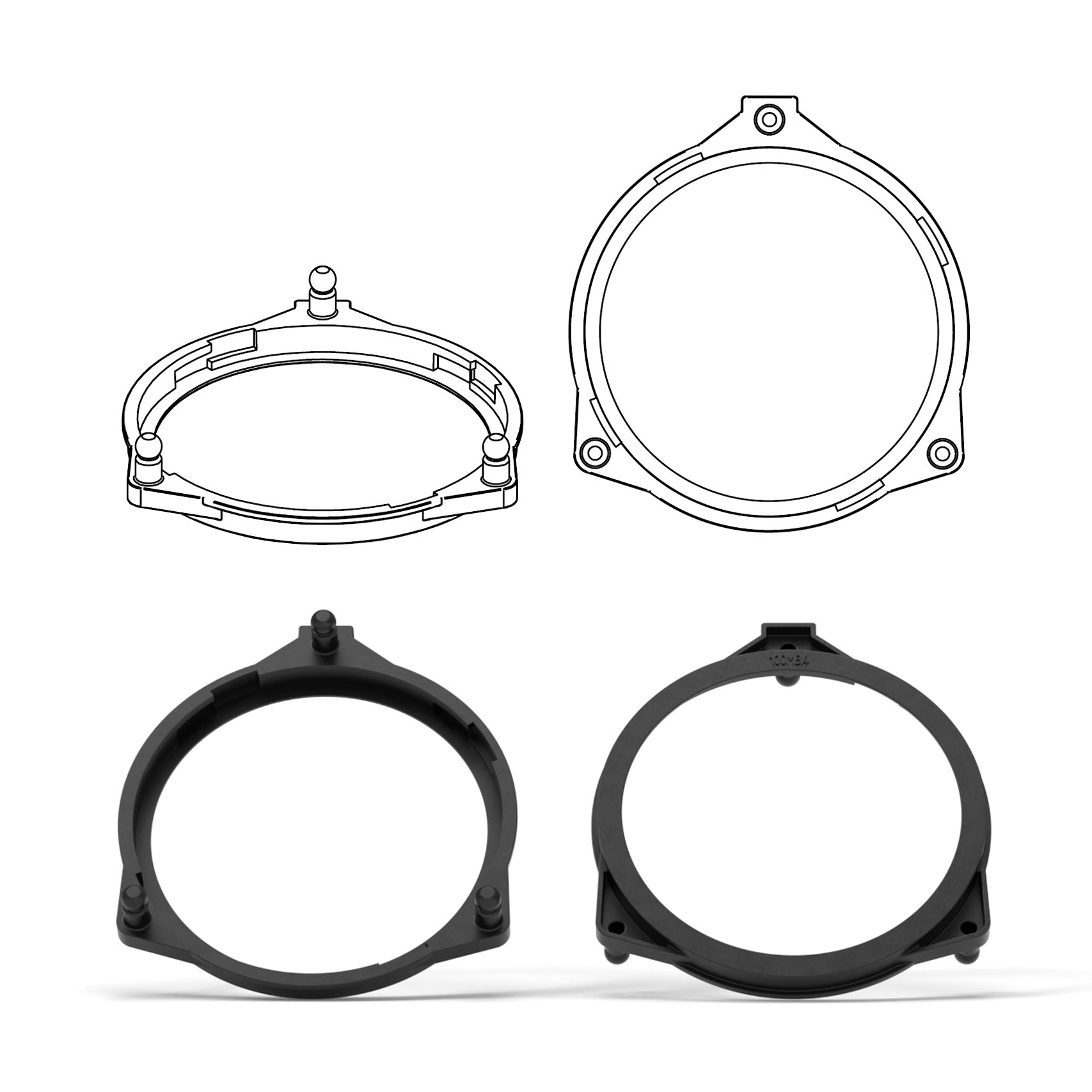 HELIX FlexMount CFMK100 - 4" 3D Printed Speaker Adapter | Pair