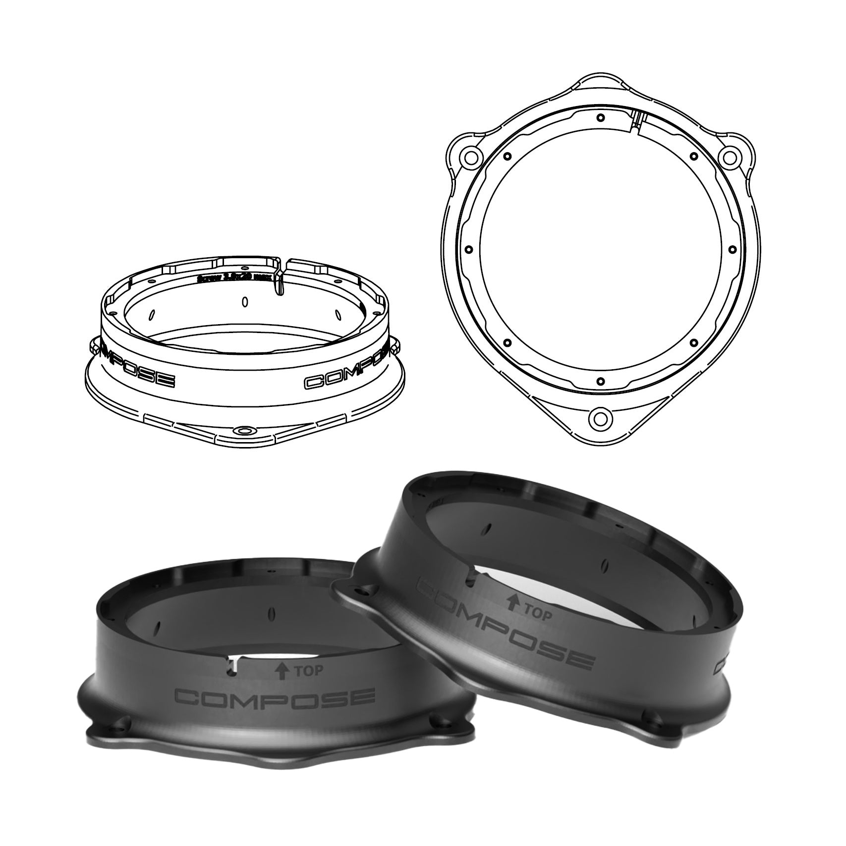 HELIX FlexMount CFMK165 - 6.5" 3D Printed Speaker Adapter | Pair