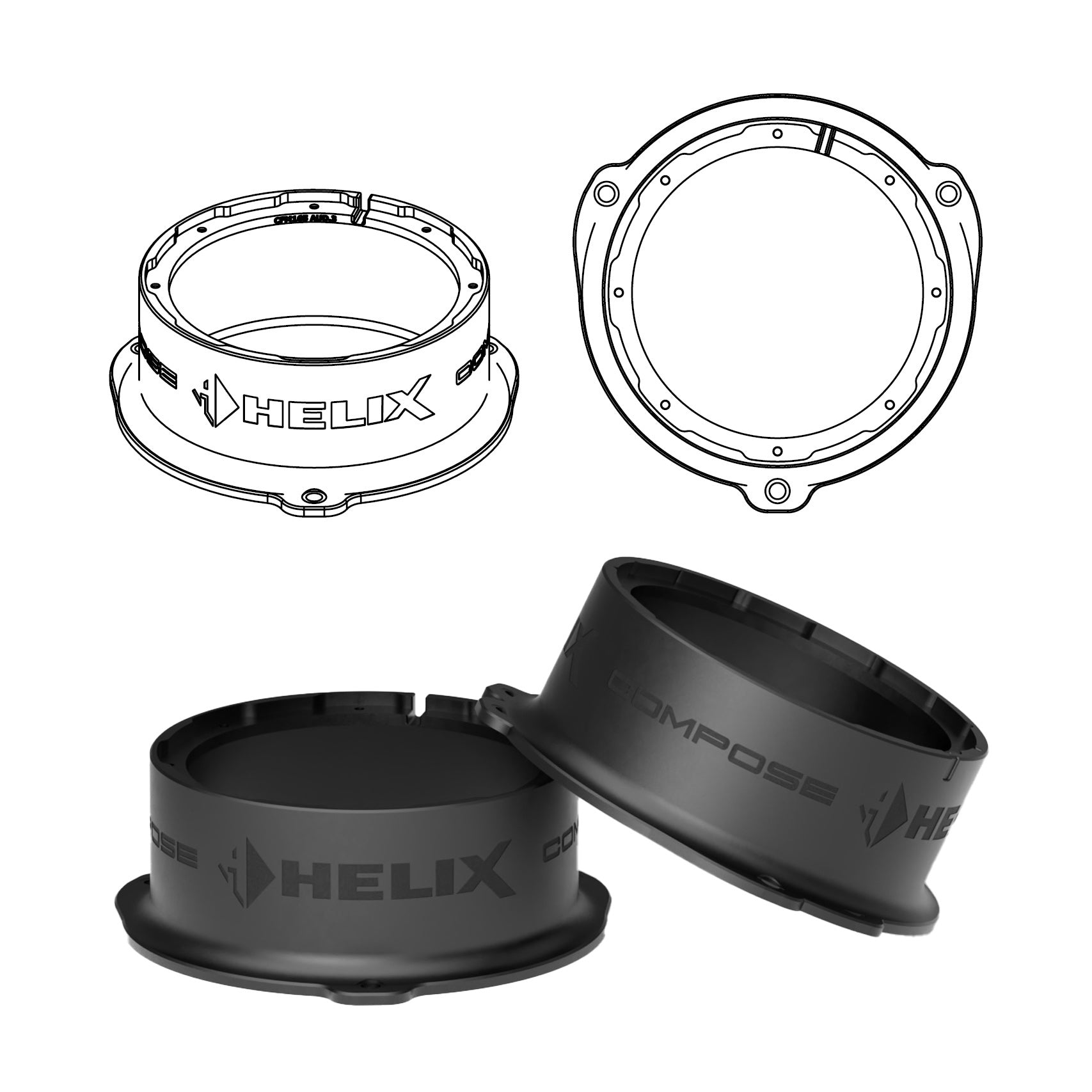 HELIX FlexMount CFMK165 - 6.5" 3D Printed Speaker Adapter | Pair