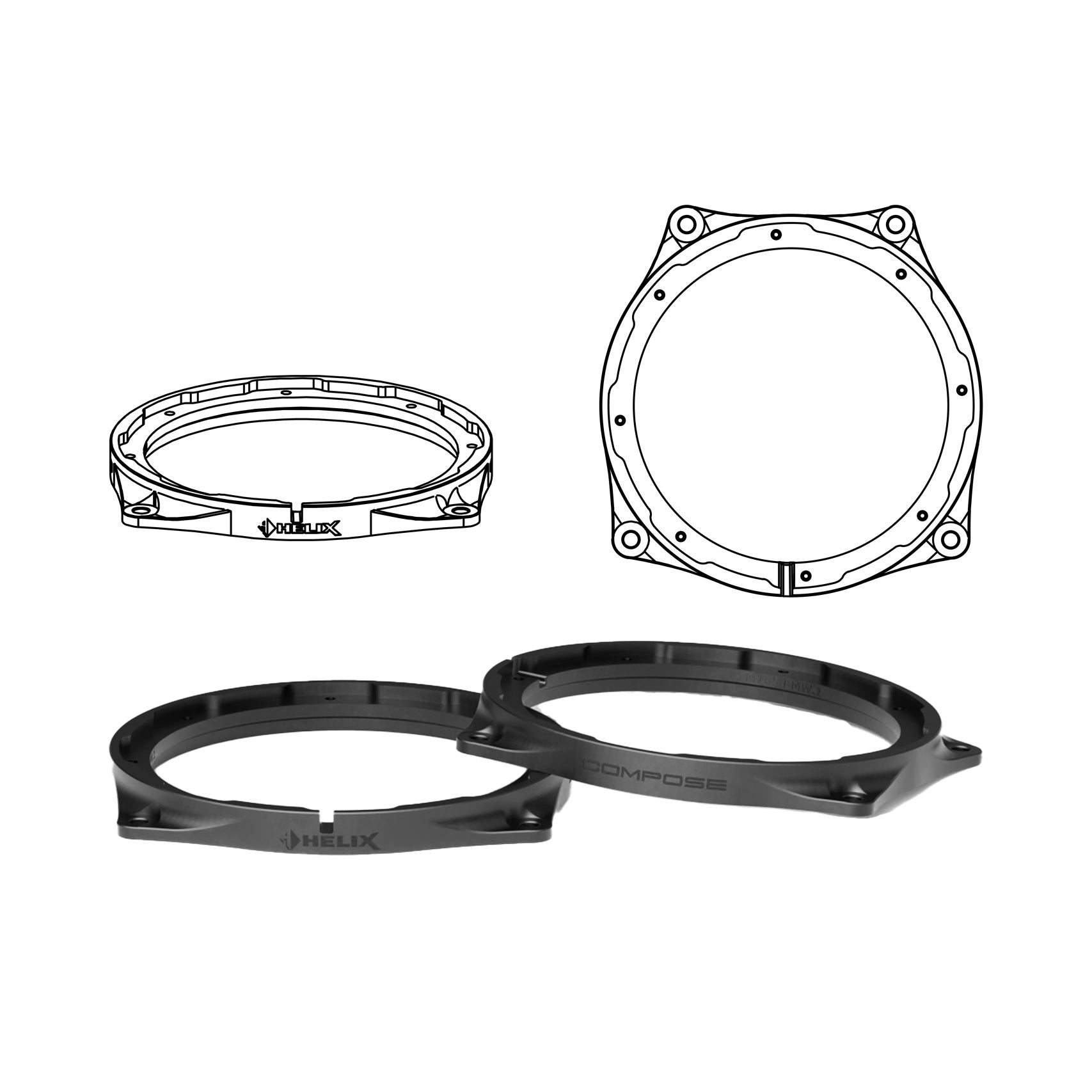 HELIX FlexMount CFMK165 - 6.5" 3D Printed Speaker Adapter | Pair