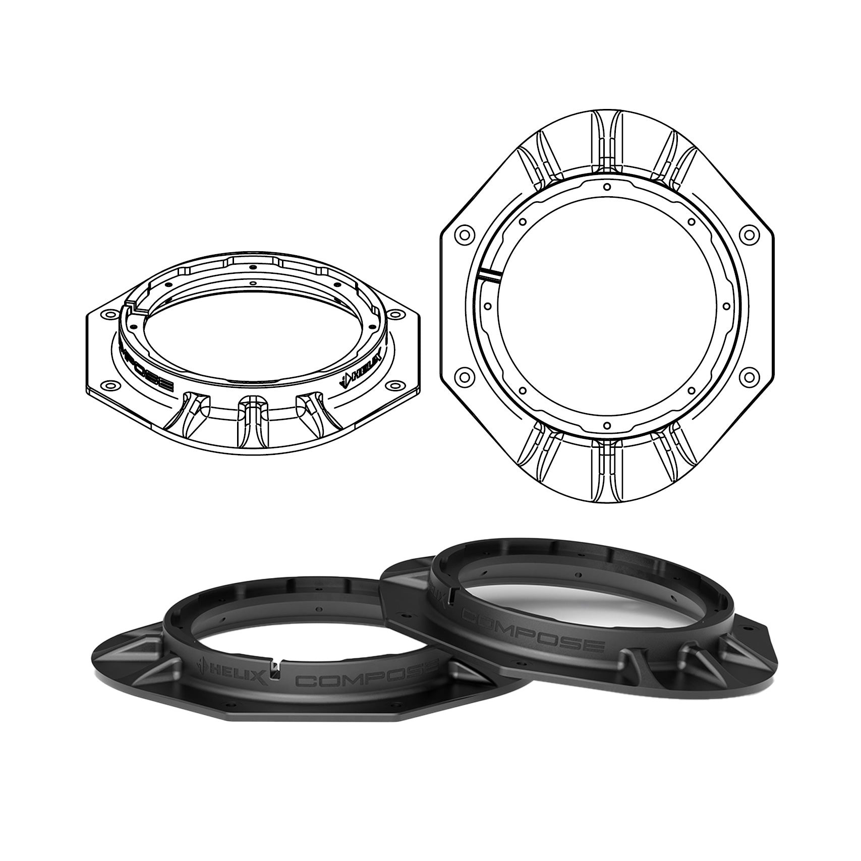HELIX FlexMount CFMK165 - 6.5" 3D Printed Speaker Adapter | Pair