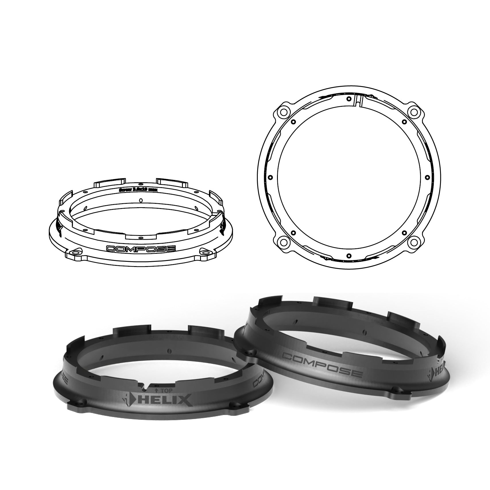 HELIX FlexMount CFMK165 - 6.5" 3D Printed Speaker Adapter | Pair