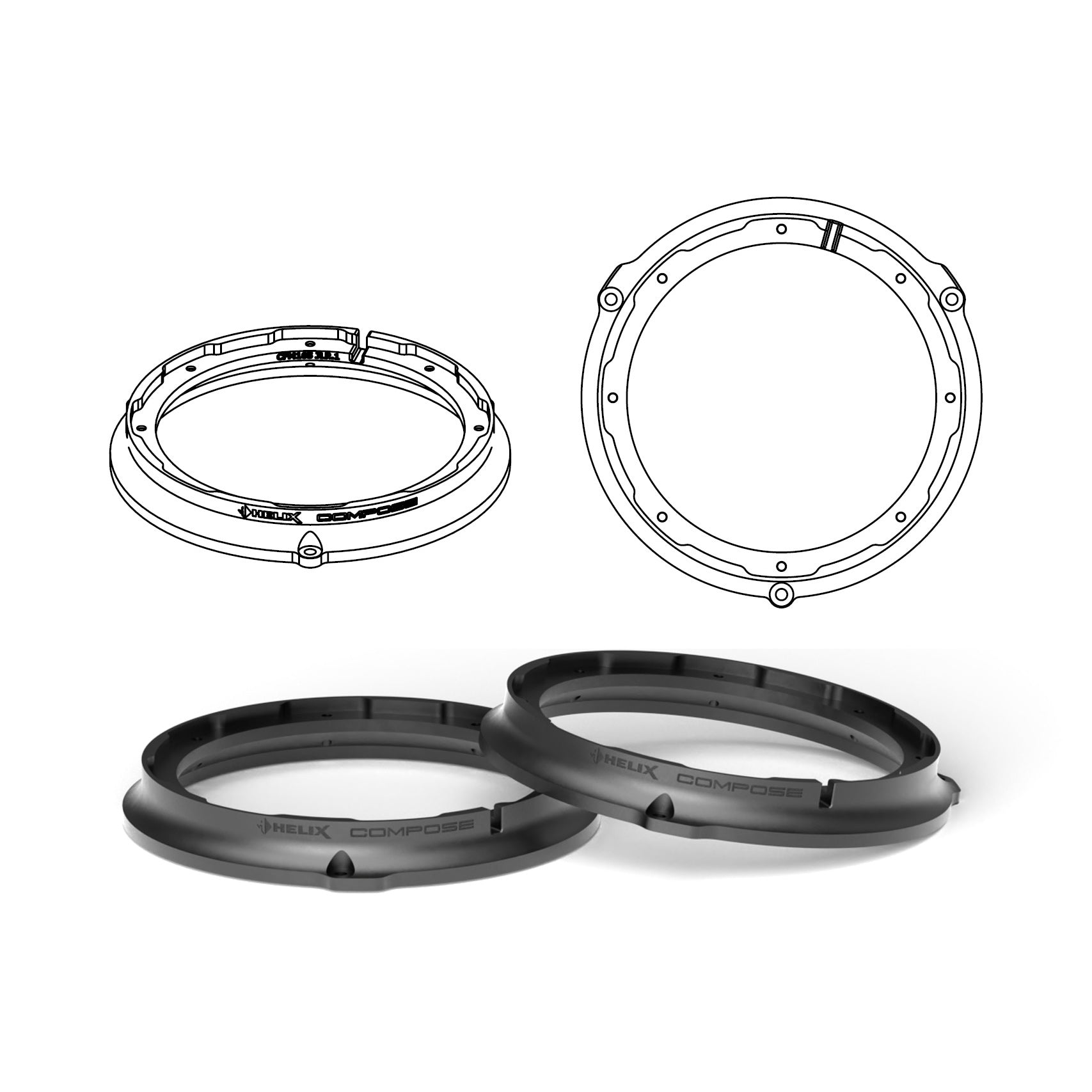 HELIX FlexMount CFMK165 - 6.5" 3D Printed Speaker Adapter | Pair