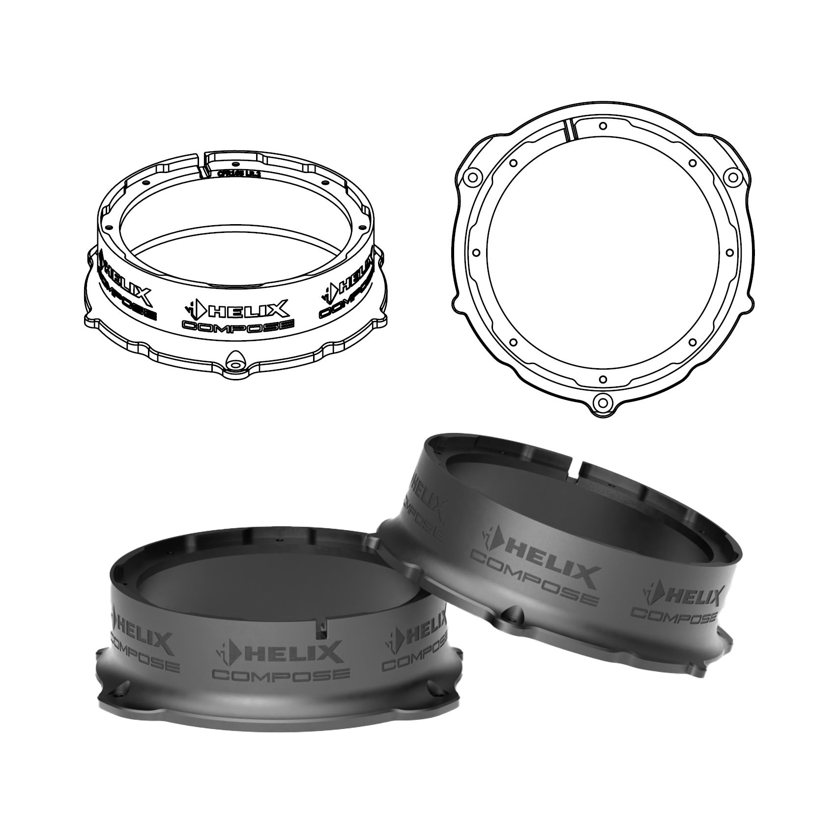 HELIX FlexMount CFMK165 - 6.5" 3D Printed Speaker Adapter | Pair