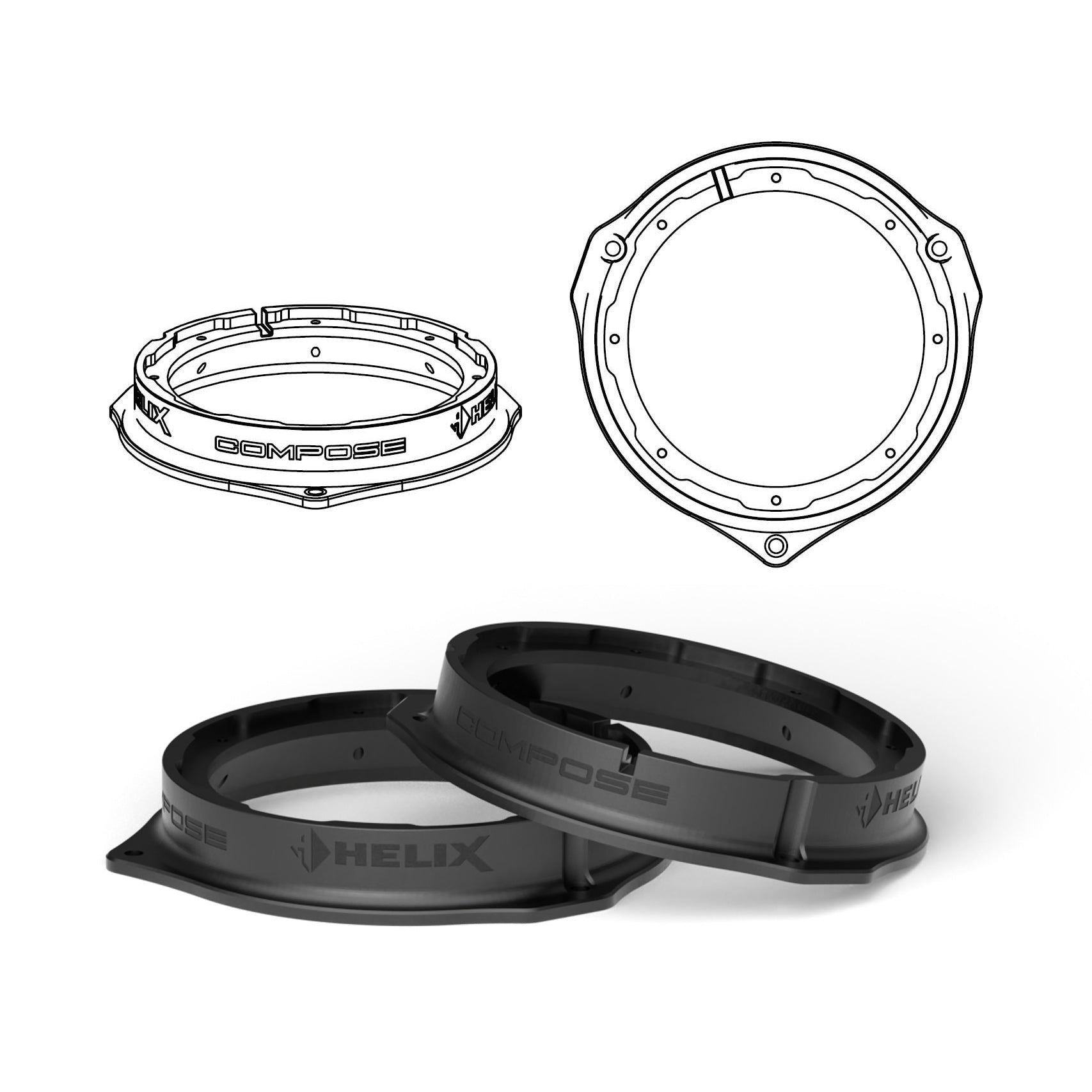 HELIX FlexMount CFMK165 - 6.5" 3D Printed Speaker Adapter | Pair