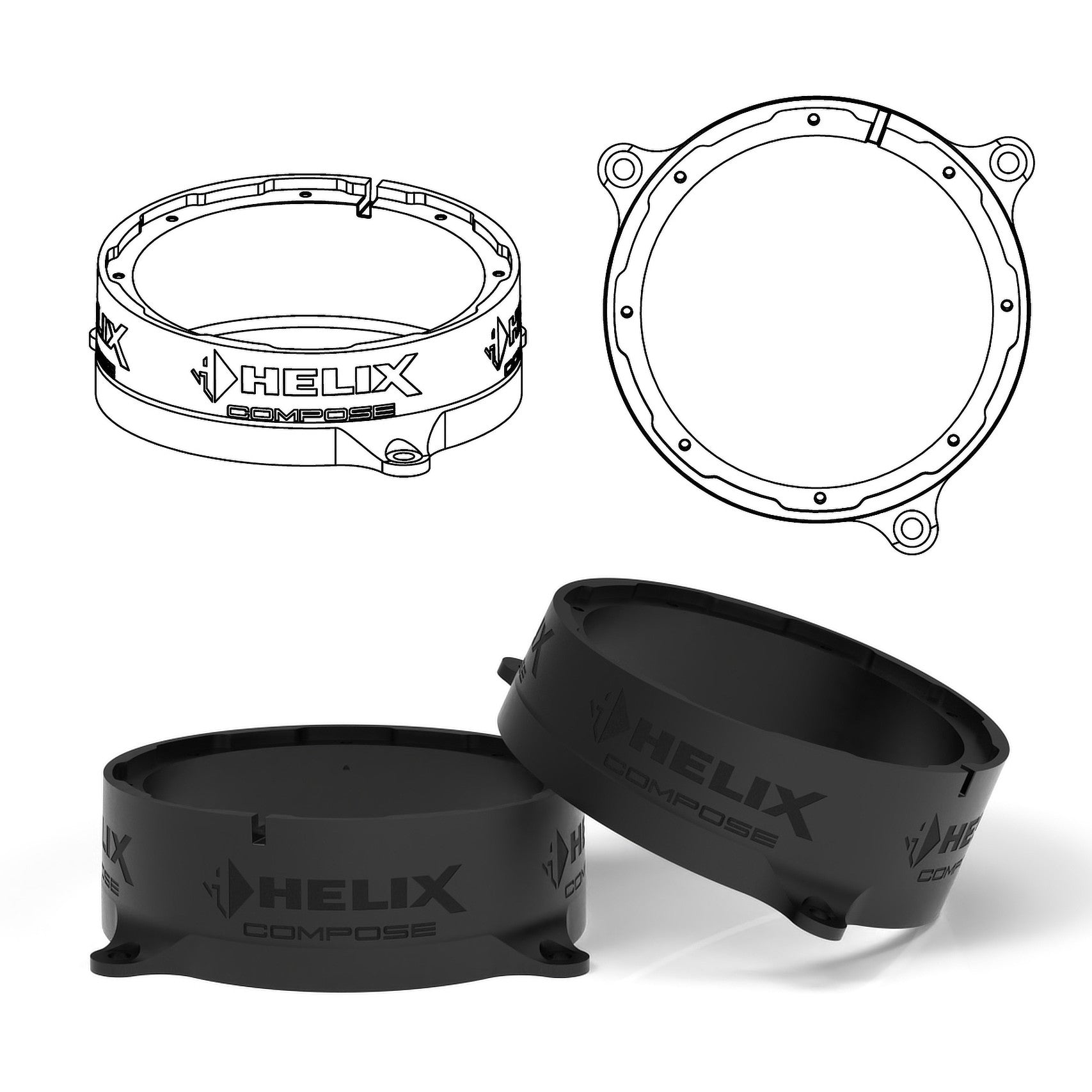HELIX FlexMount CFMK165 - 6.5" 3D Printed Speaker Adapter | Pair