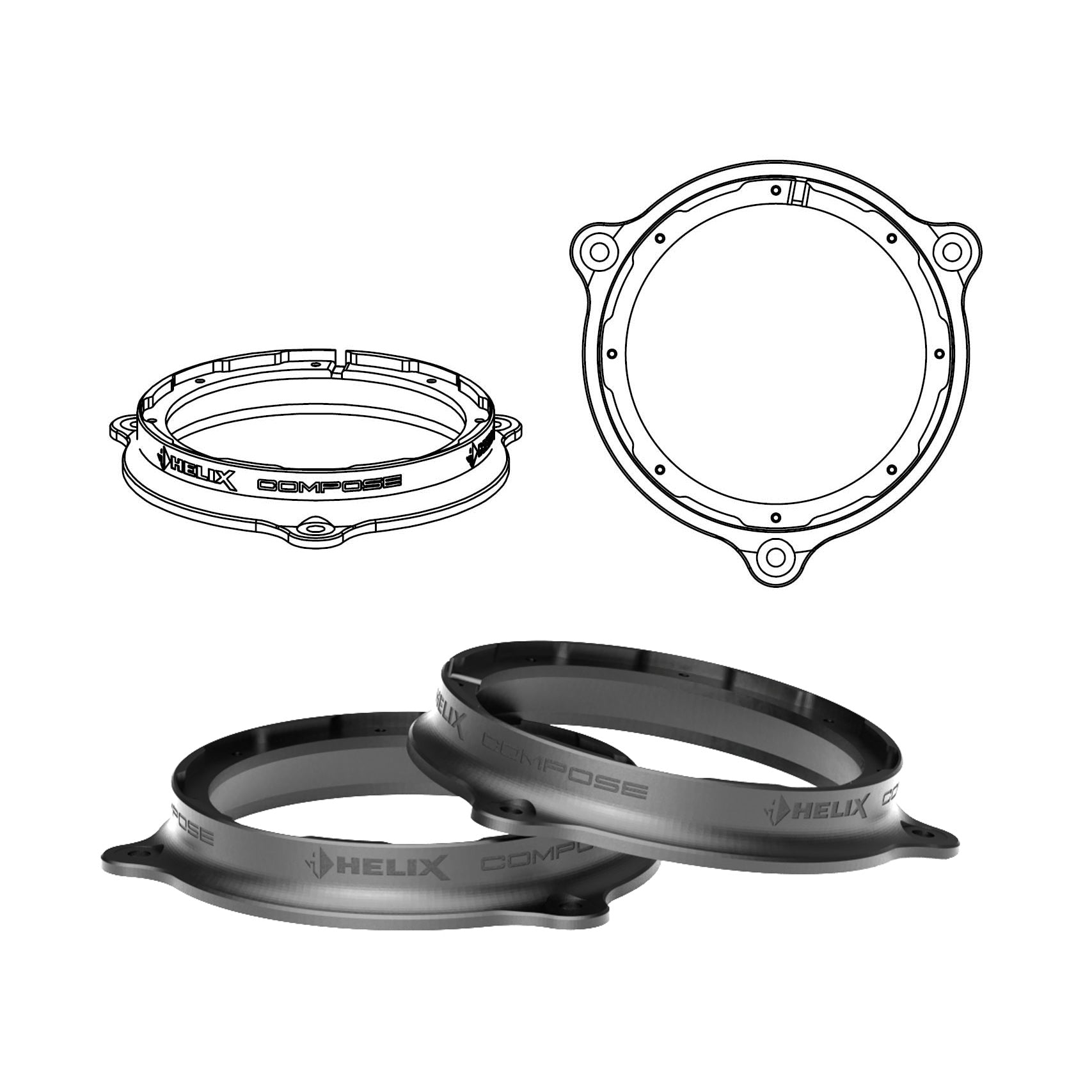 HELIX FlexMount CFMK165 - 6.5" 3D Printed Speaker Adapter | Pair