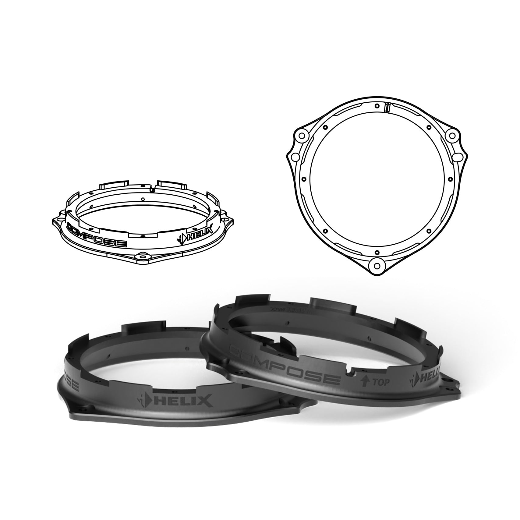 HELIX FlexMount CFMK165 - 6.5" 3D Printed Speaker Adapter | Pair