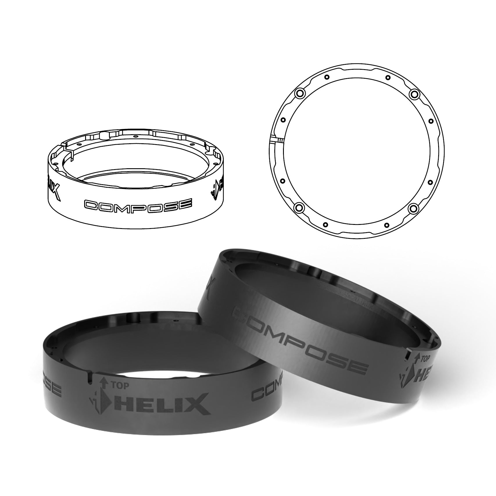 HELIX FlexMount CFMK165 - 6.5" 3D Printed Speaker Adapter | Pair