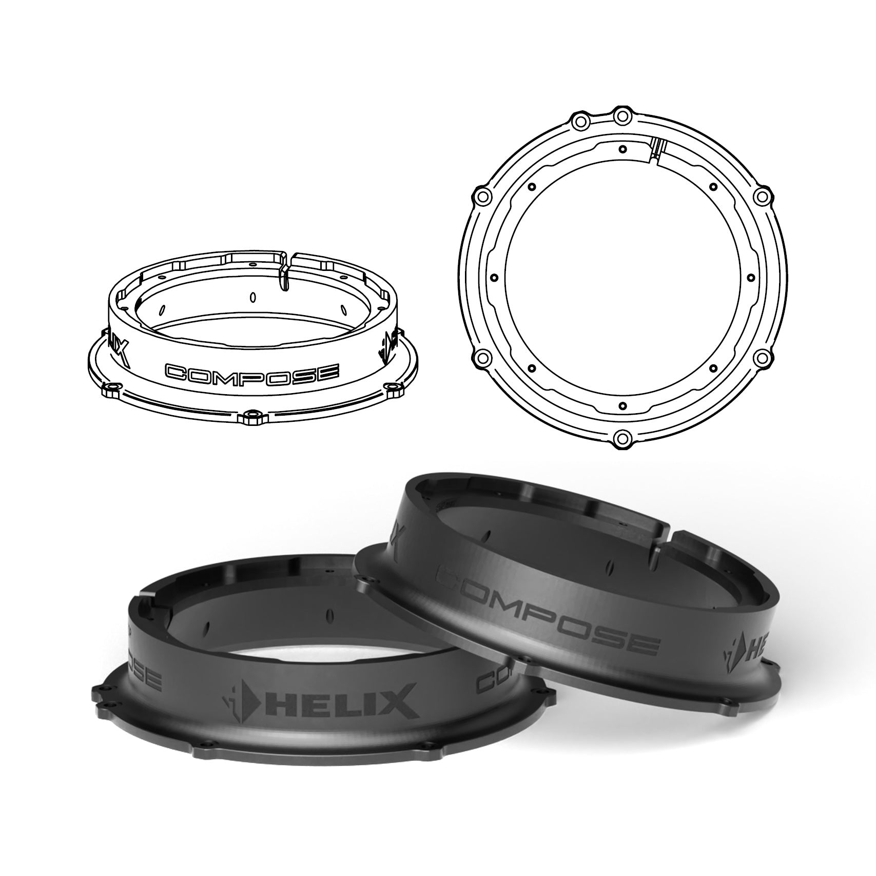 HELIX FlexMount CFMK165 - 6.5" 3D Printed Speaker Adapter | Pair