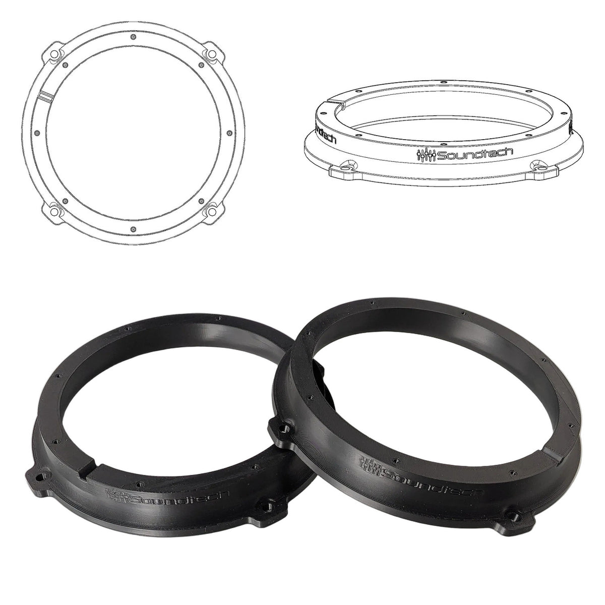 3D-ST FM 165 - 6.5" 3D Print FlexMount Speaker Adapter | Pair