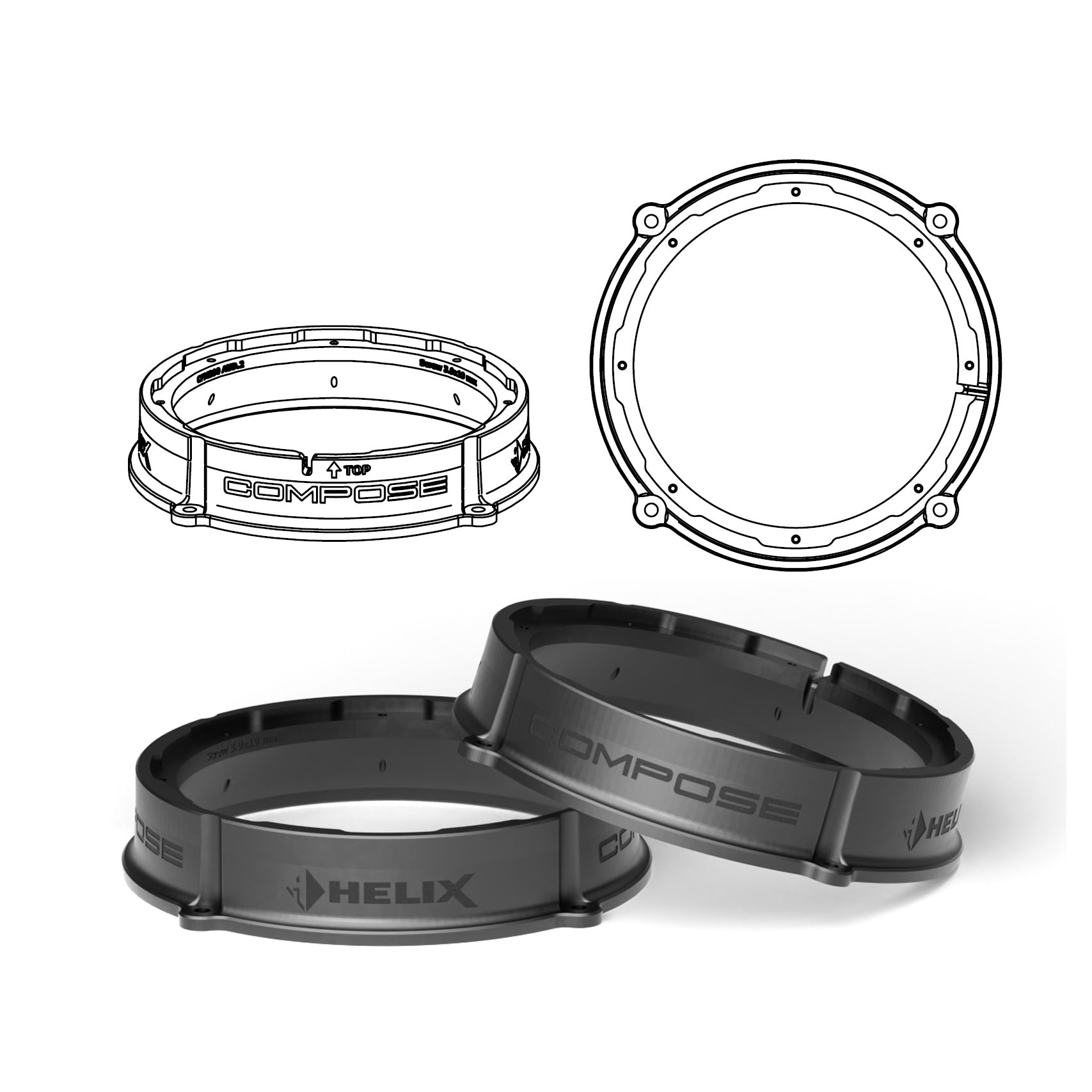 HELIX FlexMount CFMK200 - 8" 3D Printed Speaker Adapter | Pair